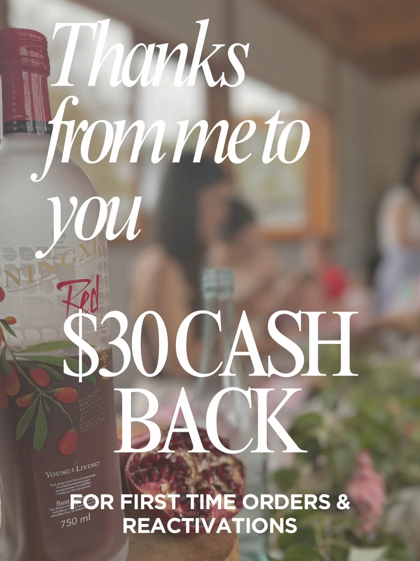 Calling all first-time customers and those who haven&rsquo;t ordered in a while! +
Until November 30th, you can get $30 cash back on any order of 100 PV or more. That&rsquo;s right - $30 straight back in your pocket! 
But here&rsquo;s the key: this o