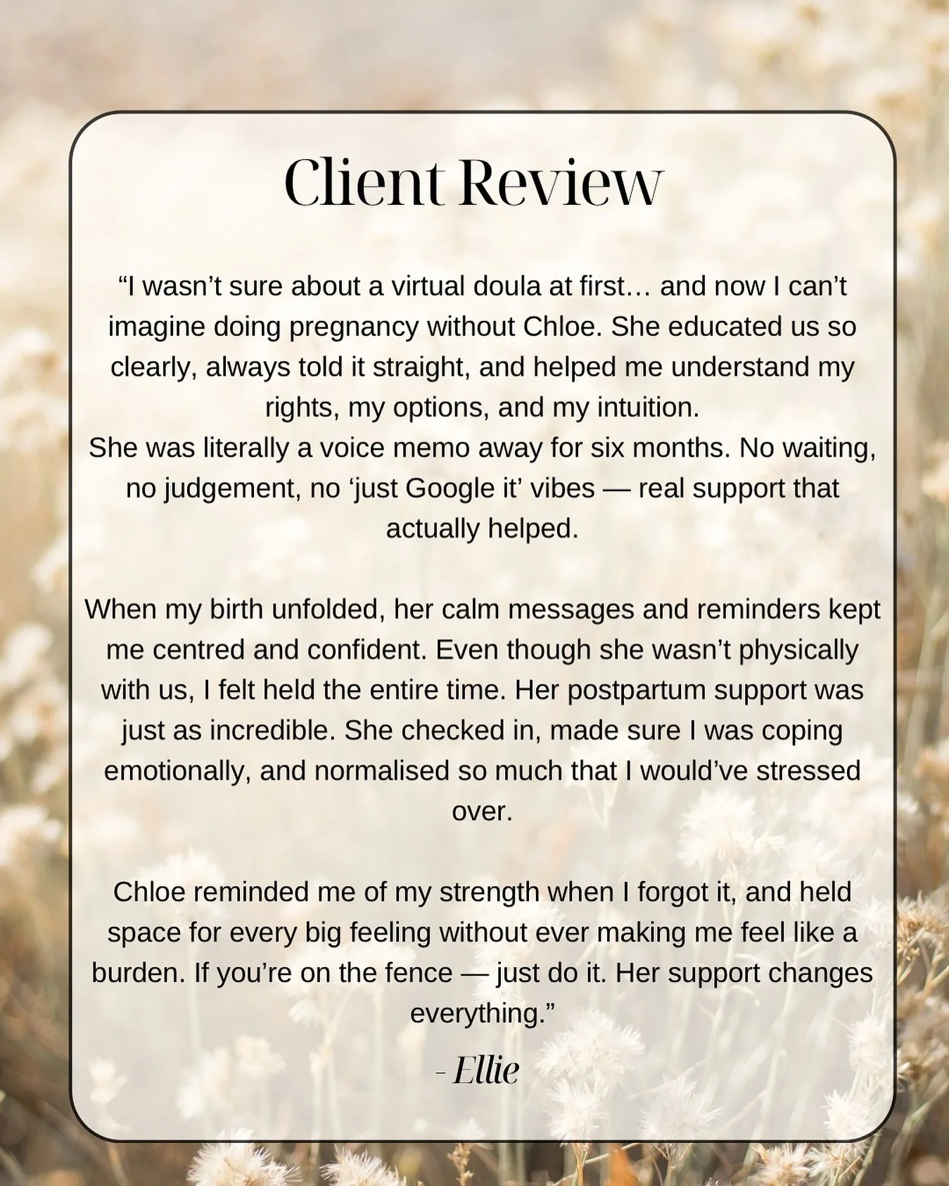 Every time a review like this comes through, my whole heart melts. 🥹
This is the power of virtual support &mdash; feeling held, informed and backed without someone physically in the room. Just real guidance, real education, and a steady presence whe