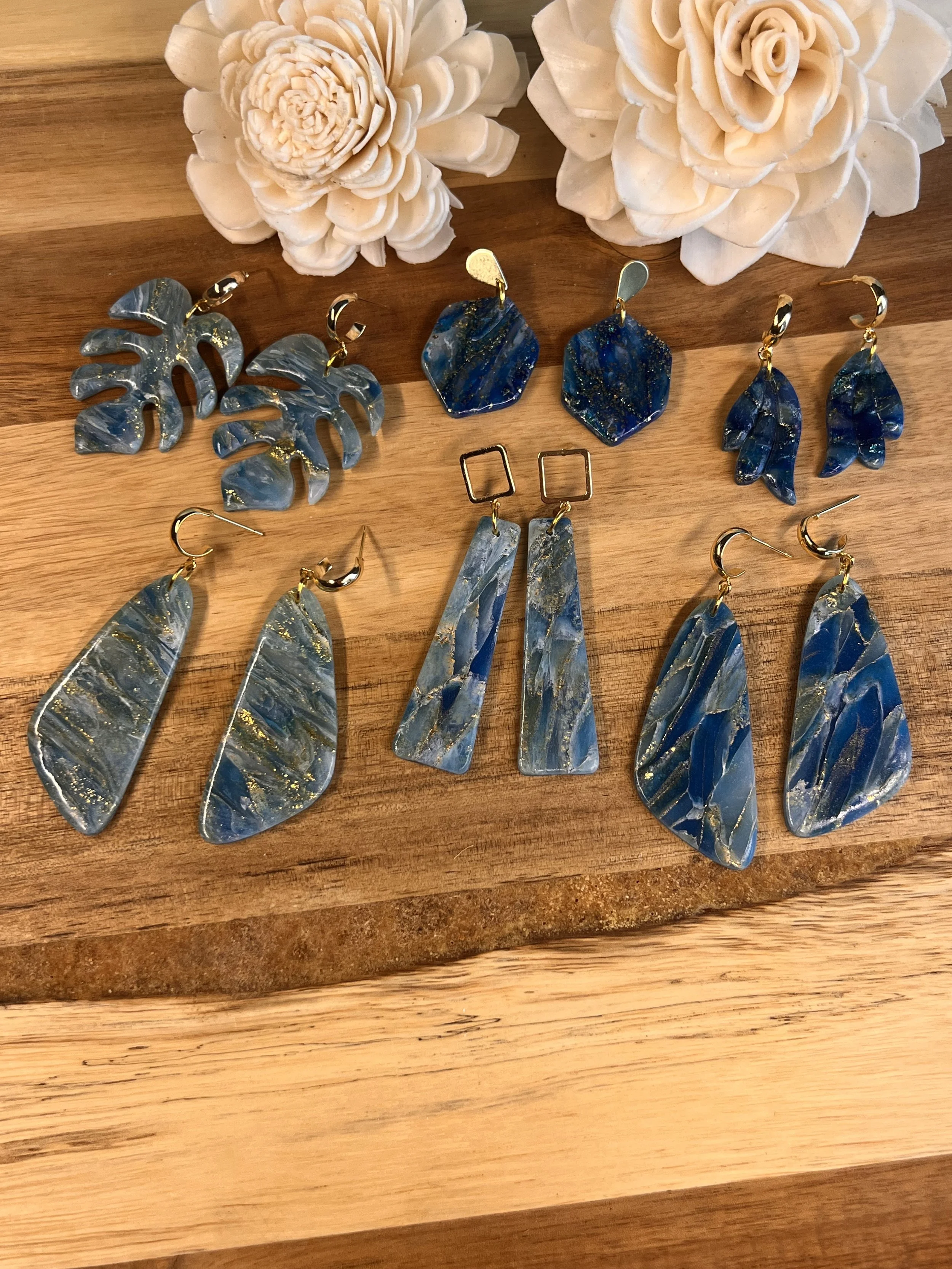 Turquoise & Gold Marbled Earrings