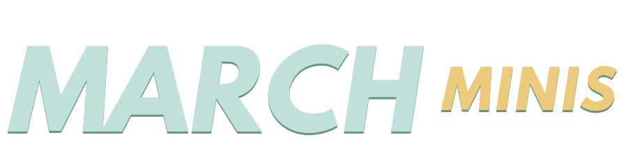 Text graphic reading 'March Mins' with in the background a pale blue and beige color scheme.