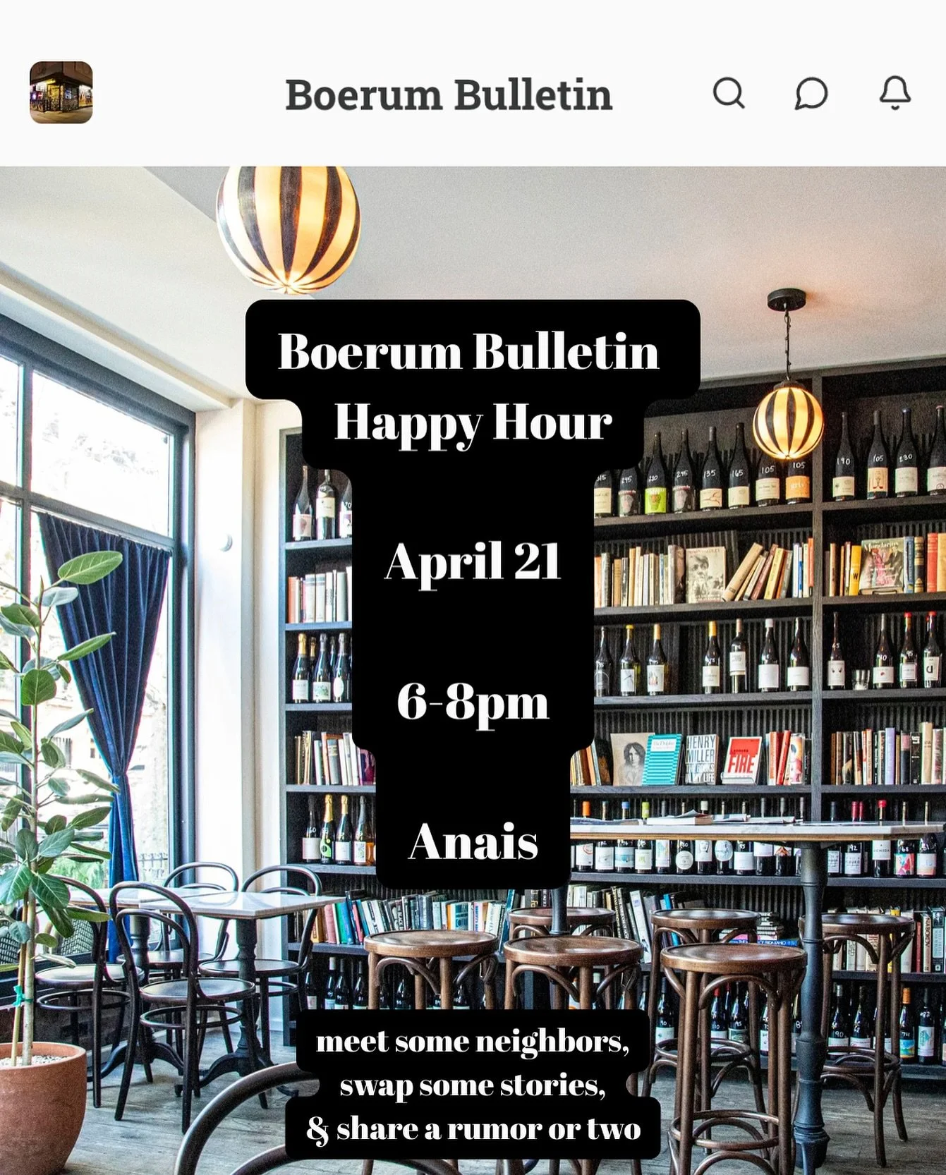 We&rsquo;re so excited for our Boerum Bulletin Happy Hour on Tuesday, 6-8! Come share a drink (and some gossip) with your neighbors and the greater BH community 🤝 There will be a real life bulletin board to contribute neighborhood news and tales as 