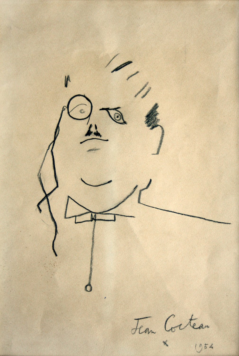 Serge de Diaghilew / Porträtzeichnung von Jean Cocteau