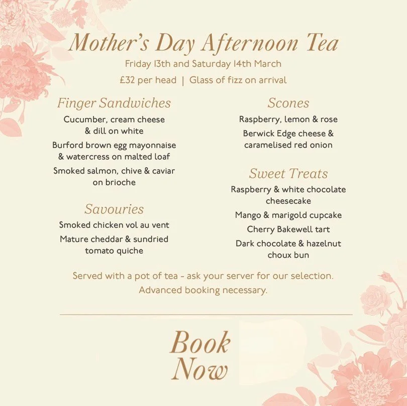 Mother&rsquo;s Day Special Afternoon Tea 🫖

Available Friday 13th &amp; Saturday 14th March

A thoughtful way to treat the important lady in your life 💕

72 hours notice required.

Book ahead here: www.ptmy-newcastle.co.uk