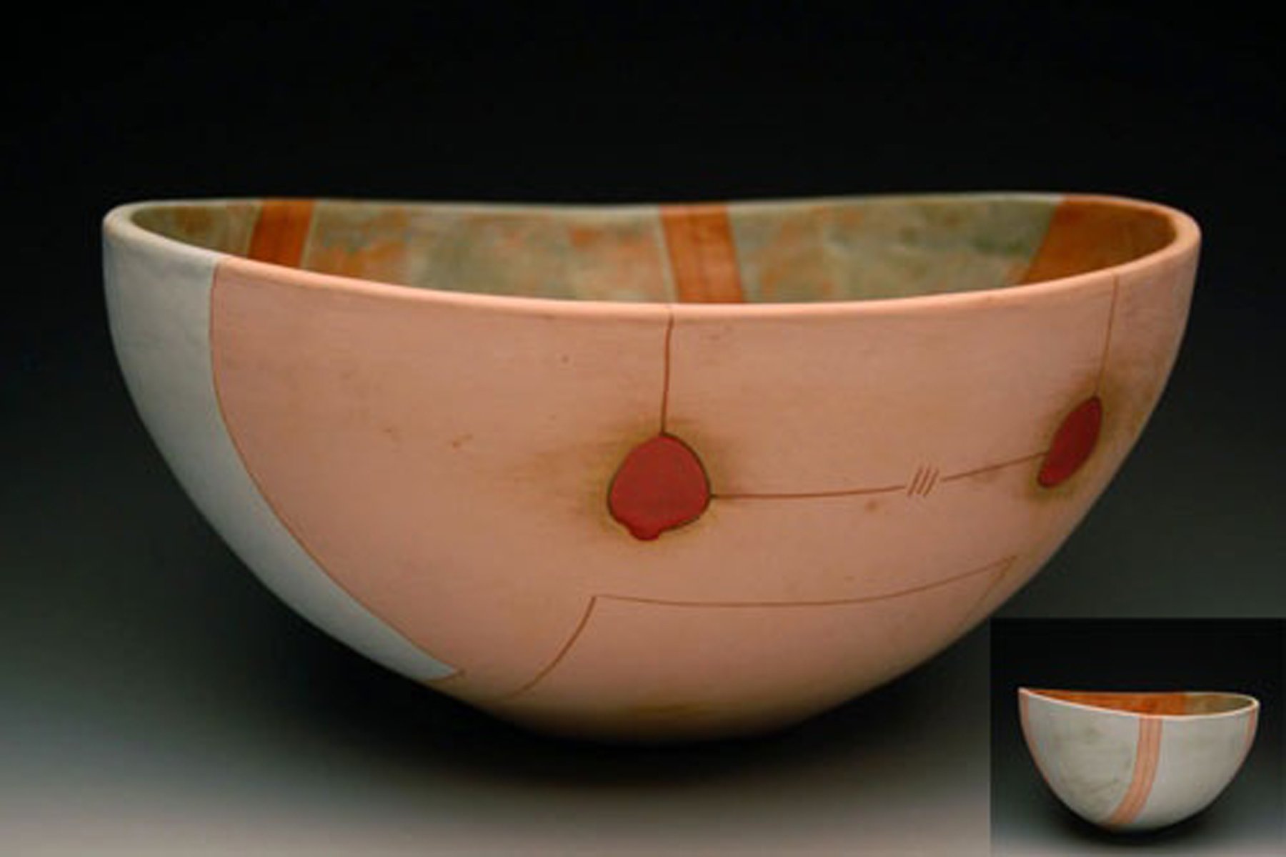 Bowl,
Earthenware with terra sigillata and glaze,
7”T x 12”W x 12”D

