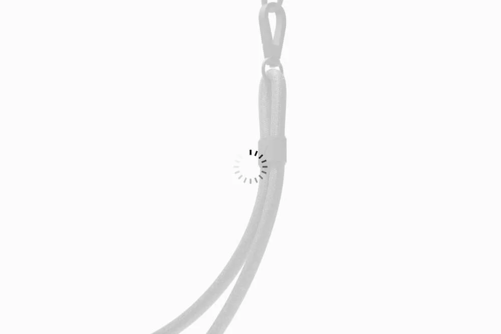 Loading symbol overlay on a dual-loop dog leash with a clip