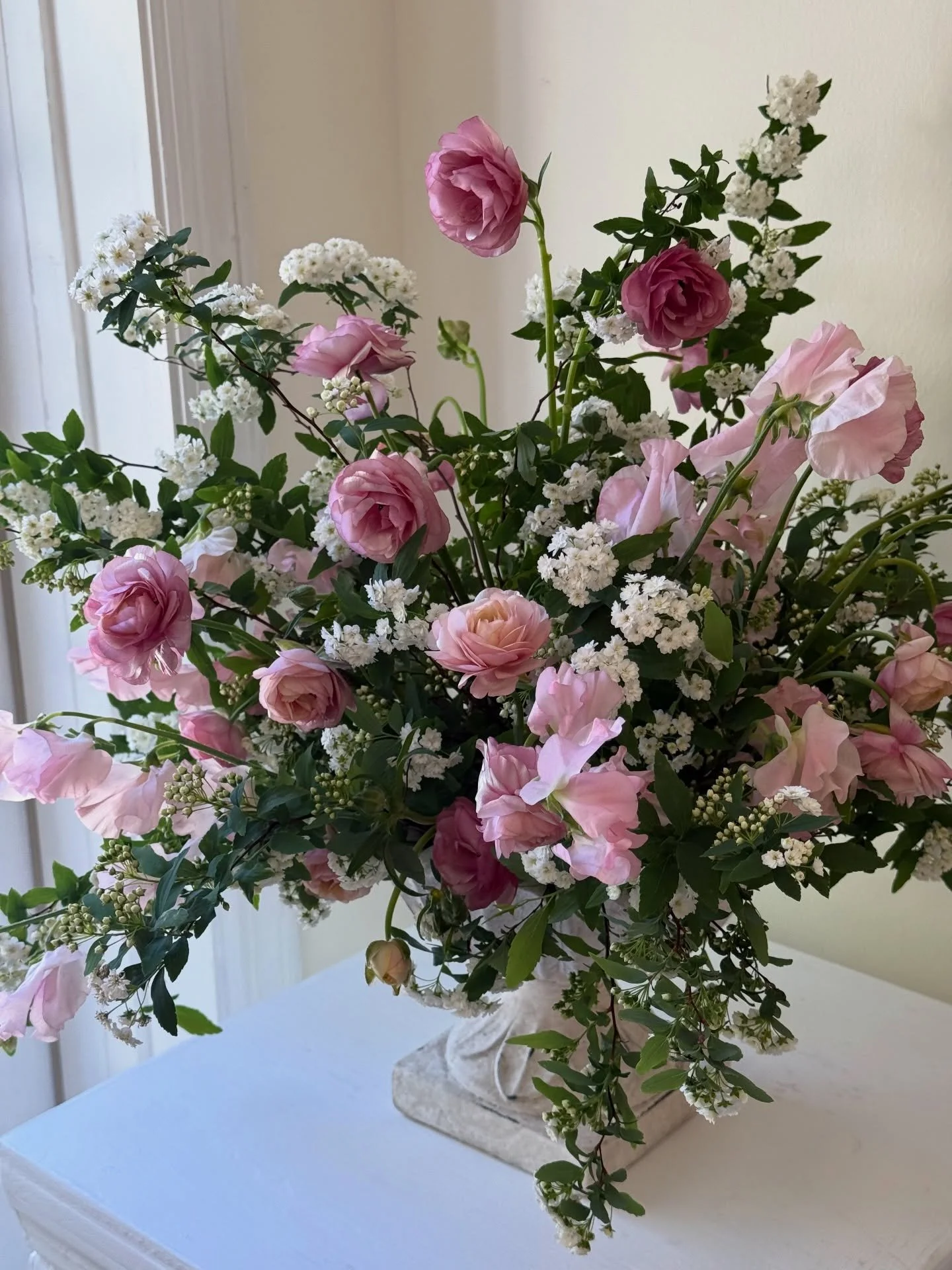 soft pink blooms with spirea from my garden 🩰