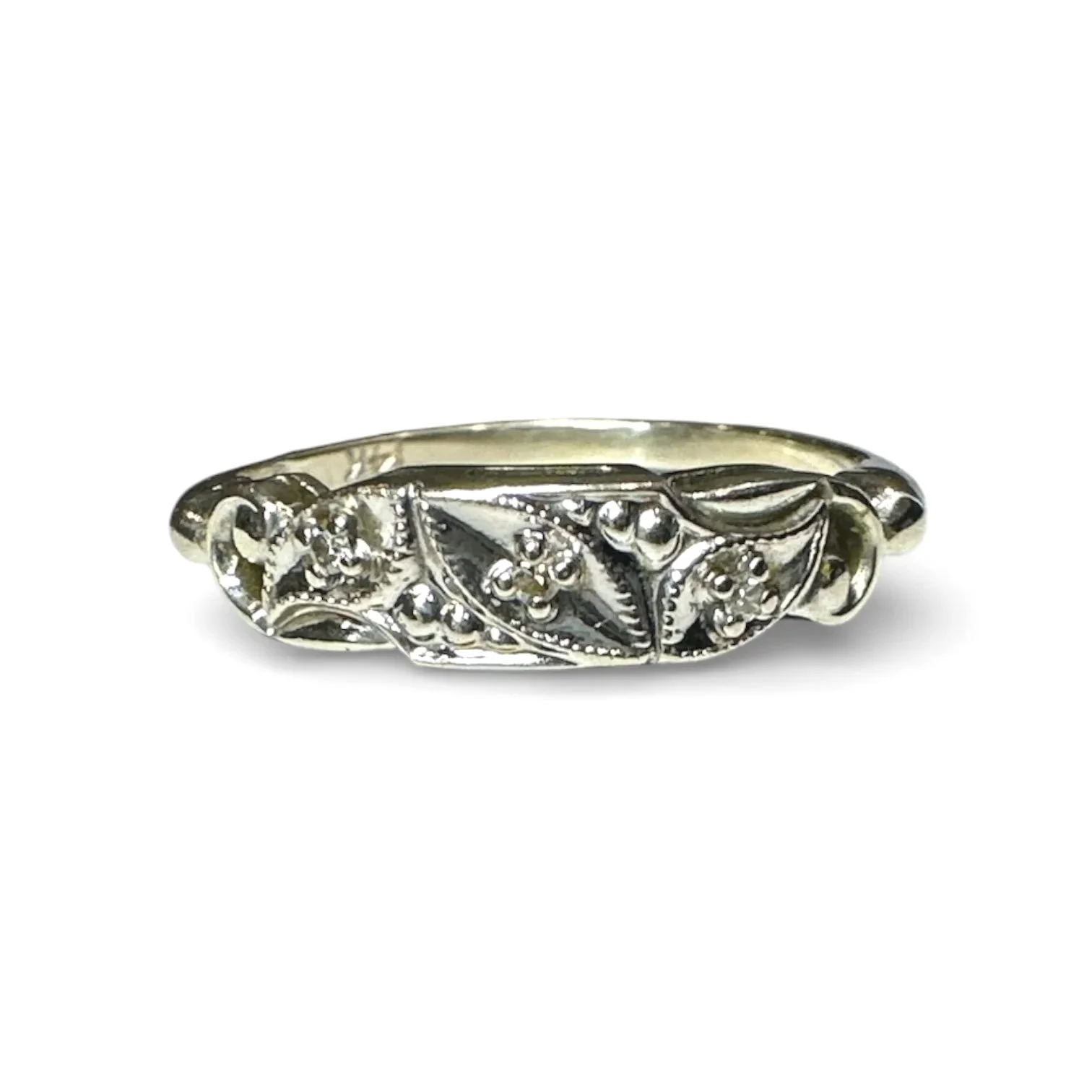 Vintage 14k White Gold Diamond Band
