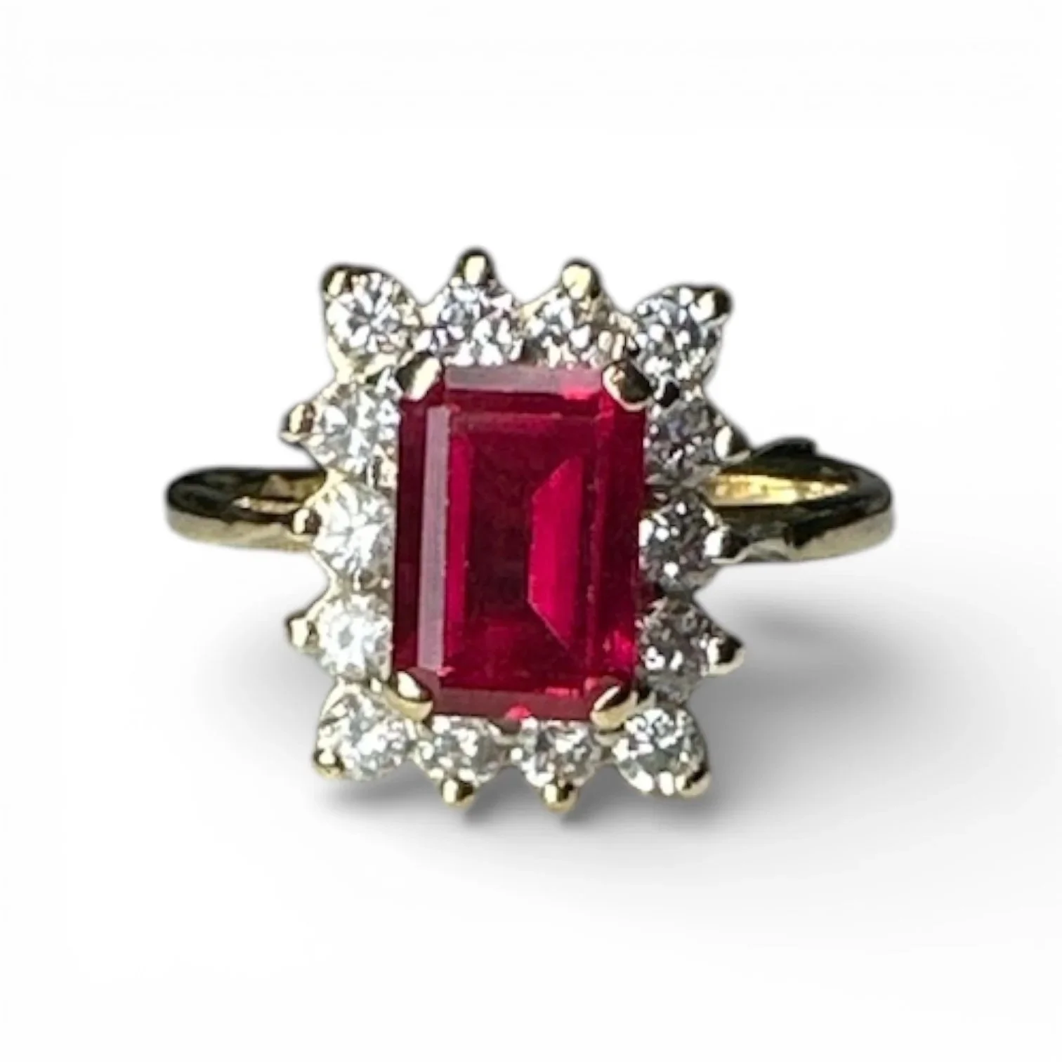 14K Lab-Created Ruby & Diamond Halo Ring