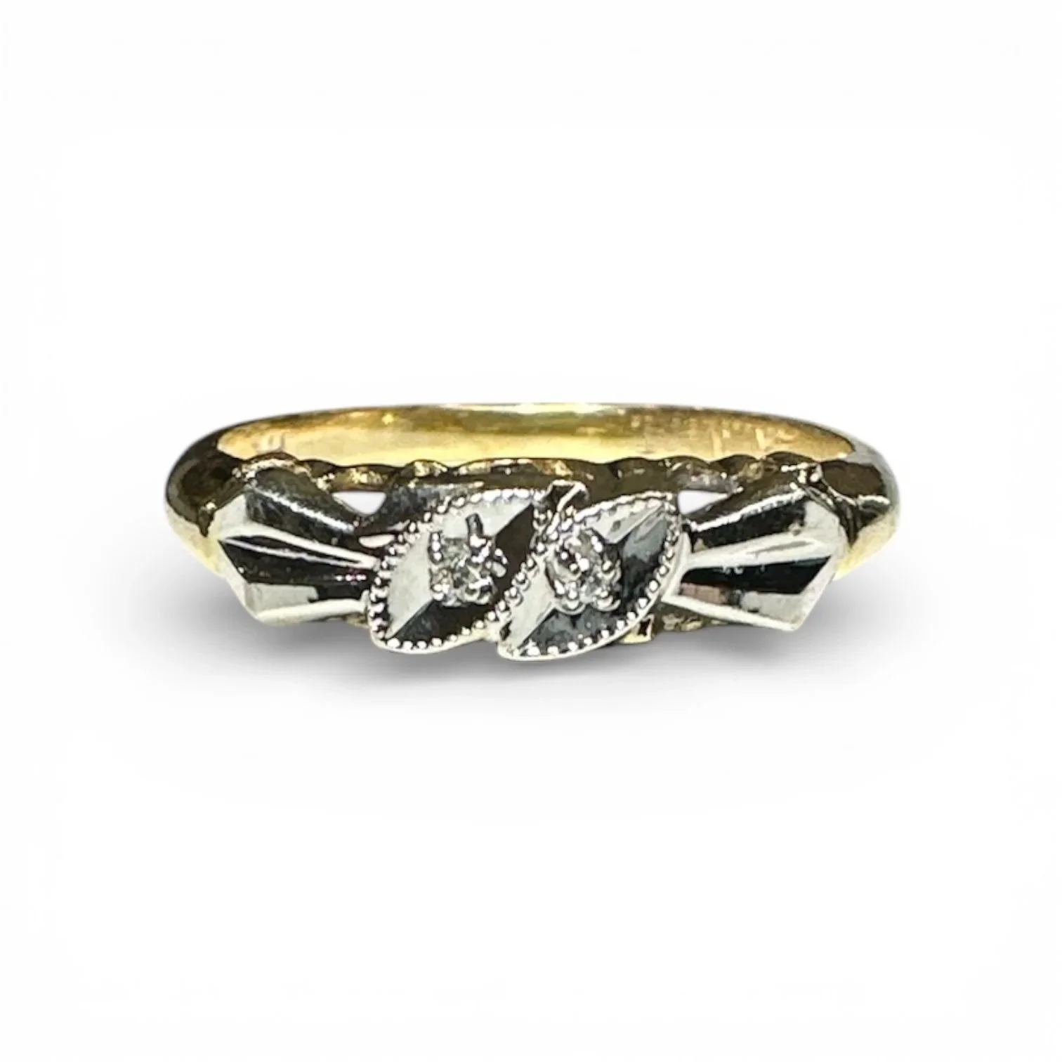 Vintage 14k Two Tone Diamond Band