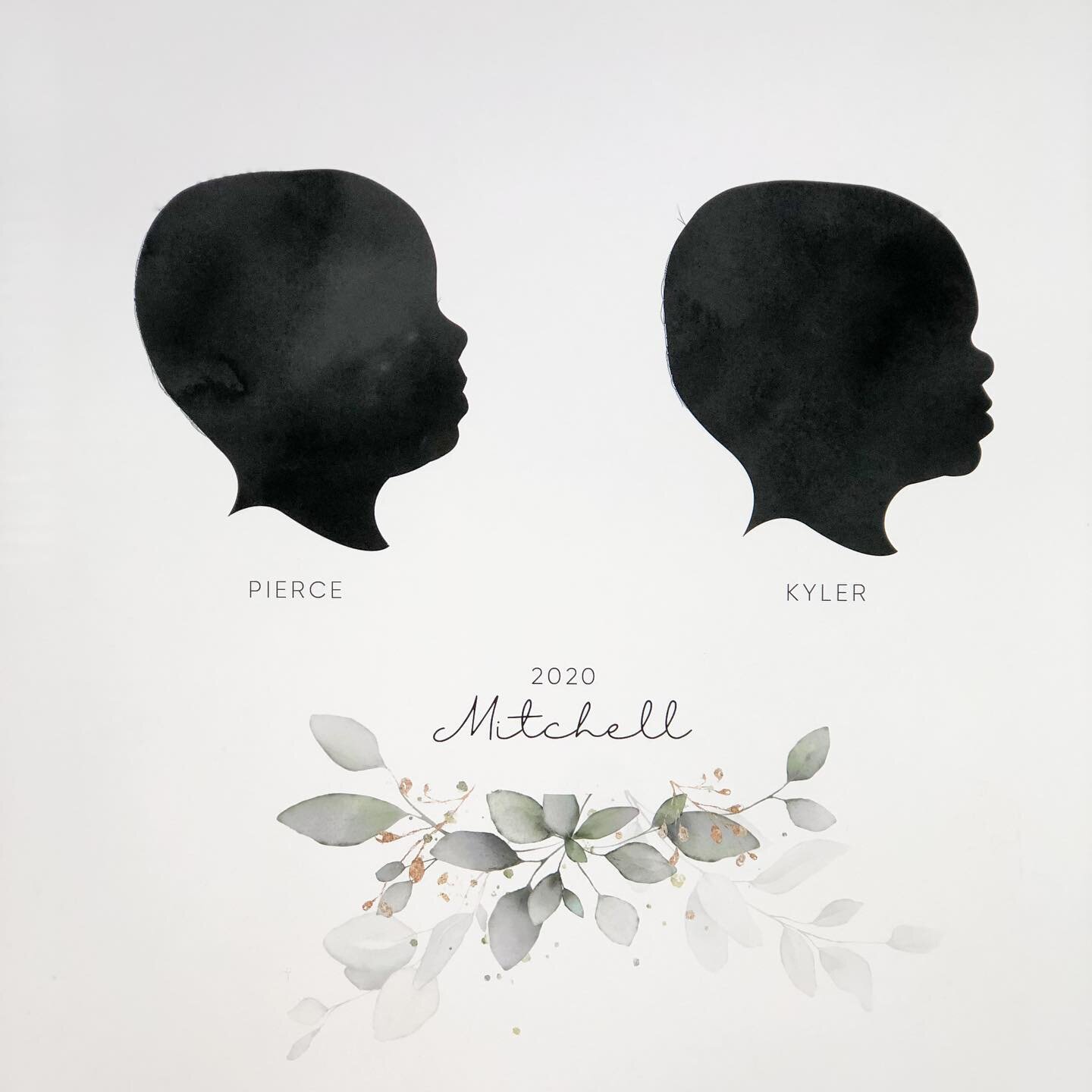 Aren&rsquo;t these two the sweetest?! 😍🥰 Cutest twins I ever did see!
.
.
www.paperspiceco.com
.
.
.
#silhouette #silhouetteartprint #silhouetteportrait #customsilhouette #twinsbaby #siblings #nurserydecor 
#graphicdesign #illustration #paperspicec