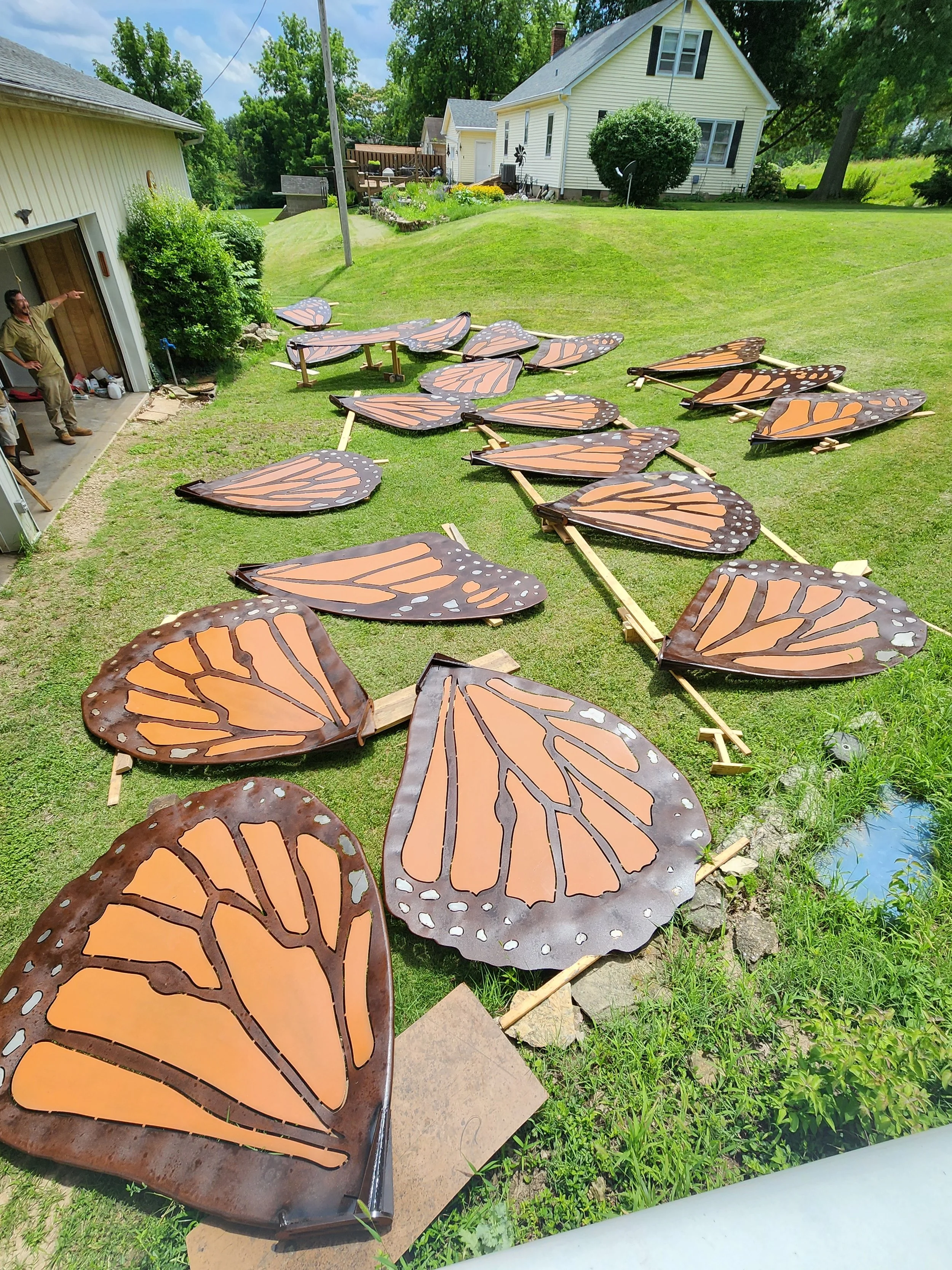 They will eventually return to rust and lose their color. 4 per butterfly. 20 total-both sides