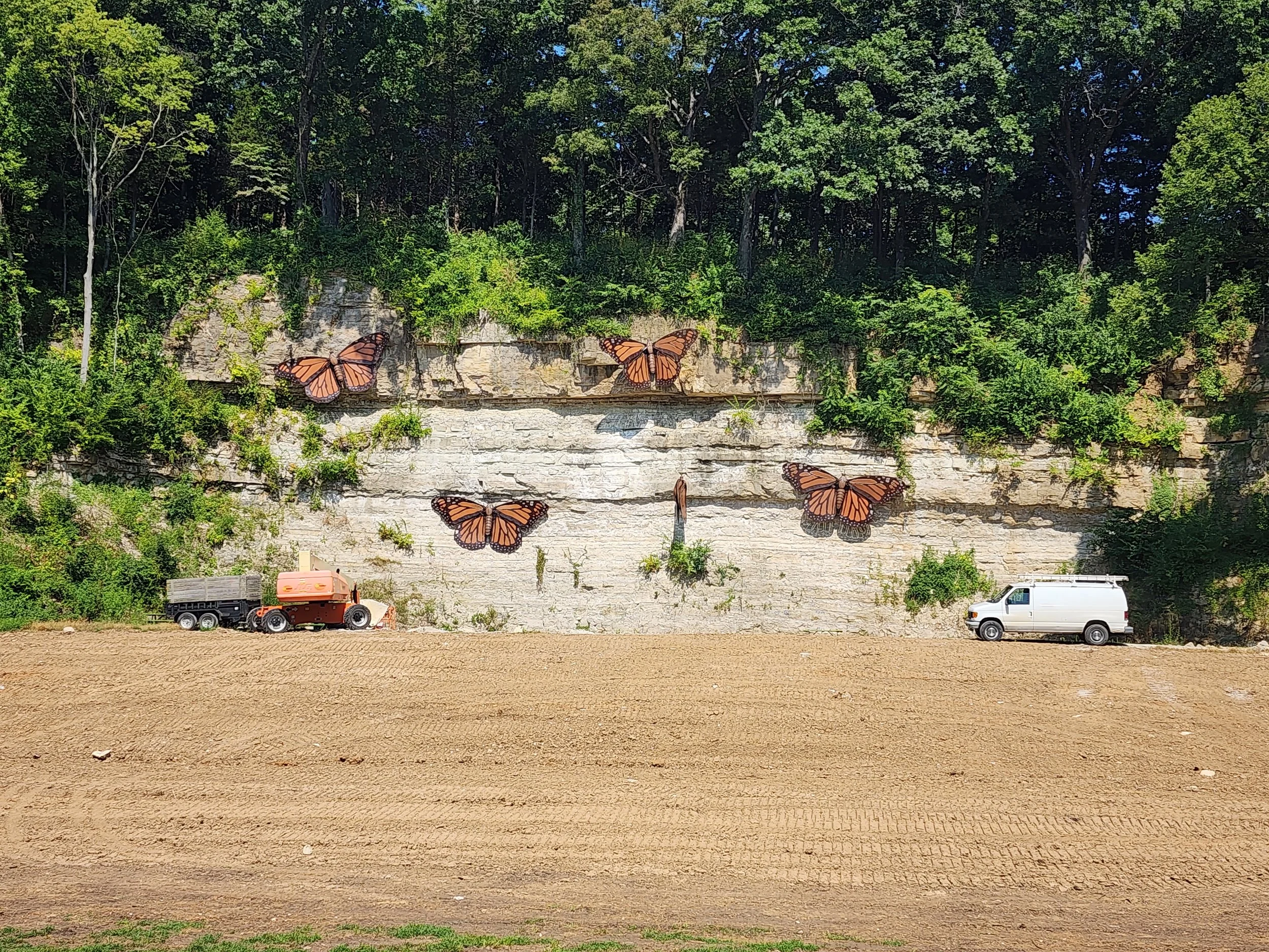 For scale, 80 ft man-lift and Ford F350, 1 ton van (in the foreground)