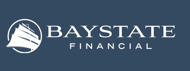 Baystate Financial logo with ship icon on dark blue background.