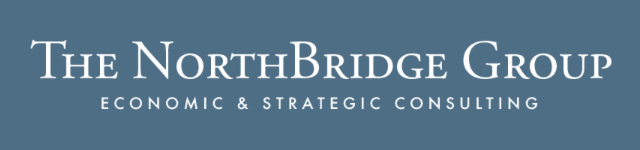 Logo of The NorthBridge Group, an economic and strategic consulting firm, with white text on a blue background.