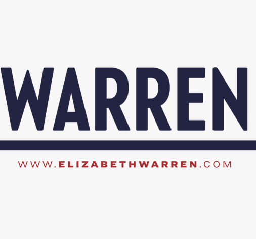 Logo with the text 'WARREN' and the website address www.elizabethwarren.com