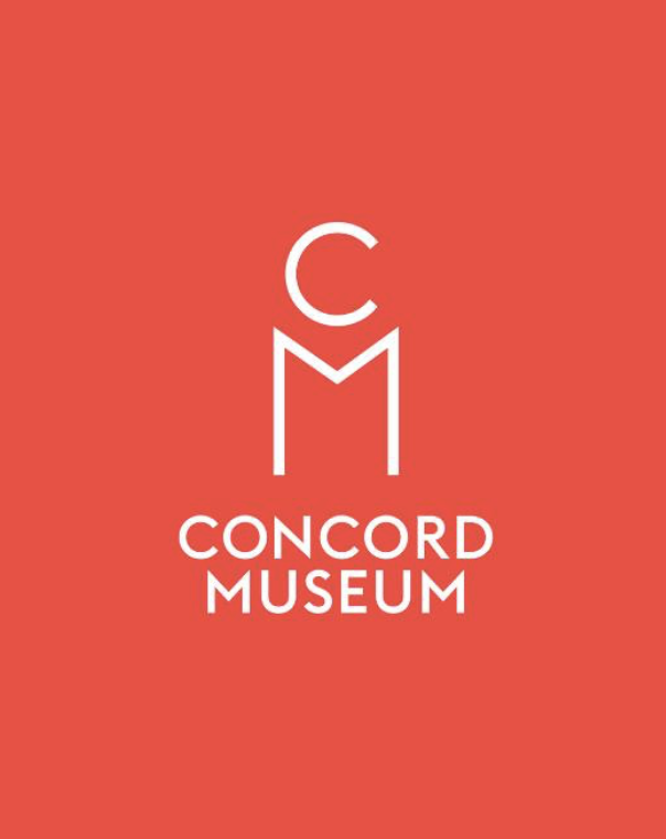 Concord Museum logo with a red background, featuring a stylized 'C' and 'M' in white, and the words 'CONCORD MUSEUM' below.
