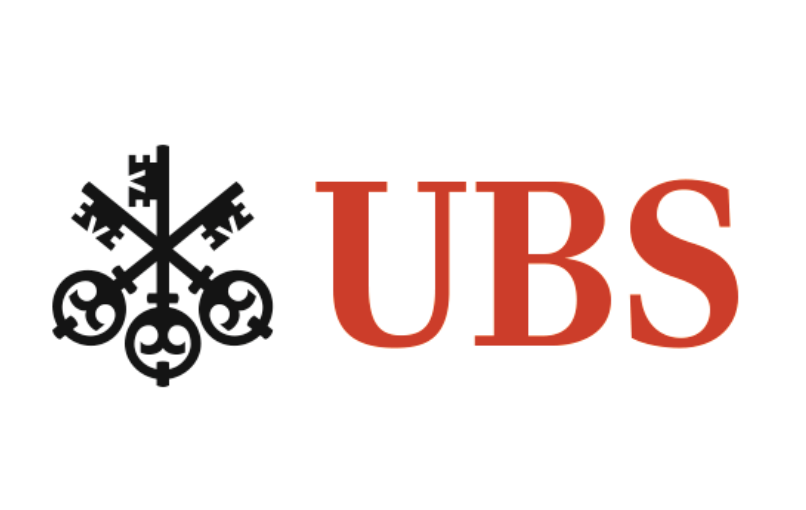 The UBS logo featuring a black, stylized key emblem and red uppercase letters 'UBS' on a white background.
