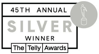 Image of an awards certificate for the 45th Annual Silver Telly Awards, indicating a winner.