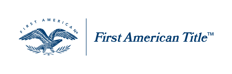 Logo for First American Title, featuring an eagle with outstretched wings and the company name.