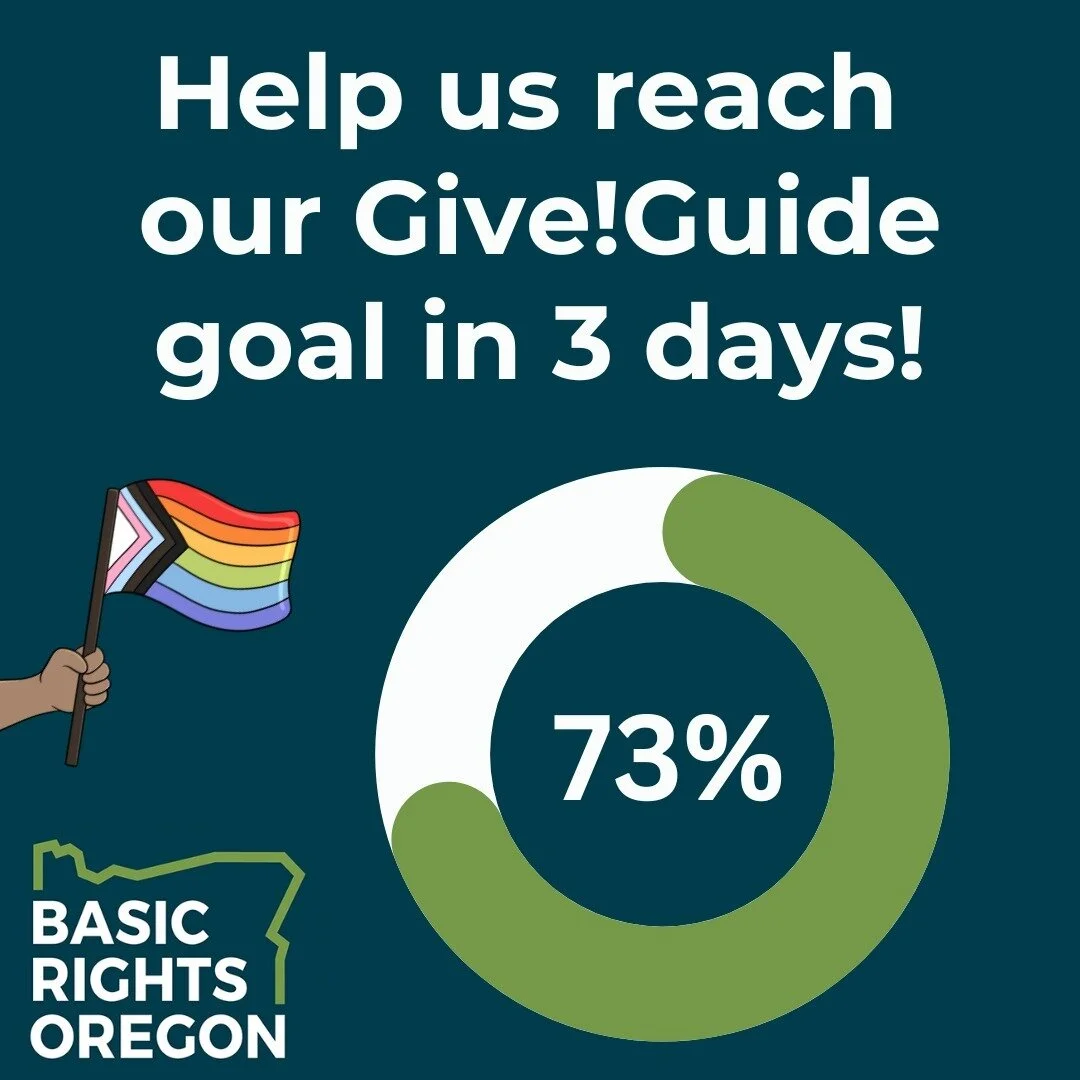 We need your help! As of now, we've raised 73% of our Give!Guide fundraising goal. A huge THANK YOU to everyone who has donated so far! If you still need to give, make sure you do it before the end of 2023, so you can fuel our work for LGBTQ2SIA+ equ