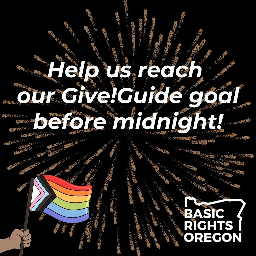 Happy New Year's Eve! Today is the LAST day to make a contribution to our Give!Guide fundraising campaign. We're at 90% of our goal&mdash;please chip in any amount at the link in profile to help us carry our fight for LGBTQ2SIA+ rights into 2024!