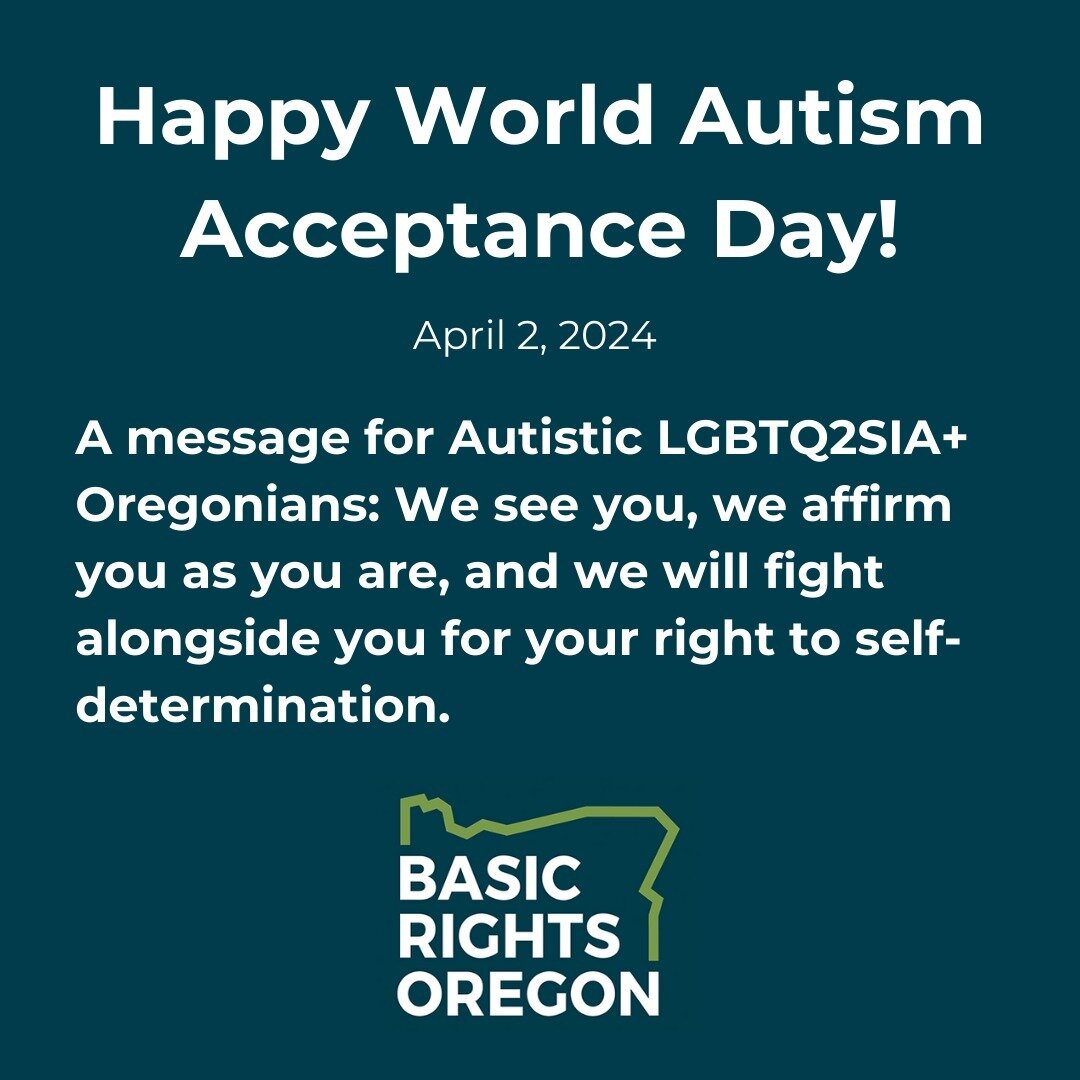 Happy World Autism Acceptance Day! Emerging research shows that Autistic folks are more likely be part of the LGBTQ2SIA+ community. There are several theories for why that is&mdash;but regardless of the reason, we know that EVERYONE deserves the righ