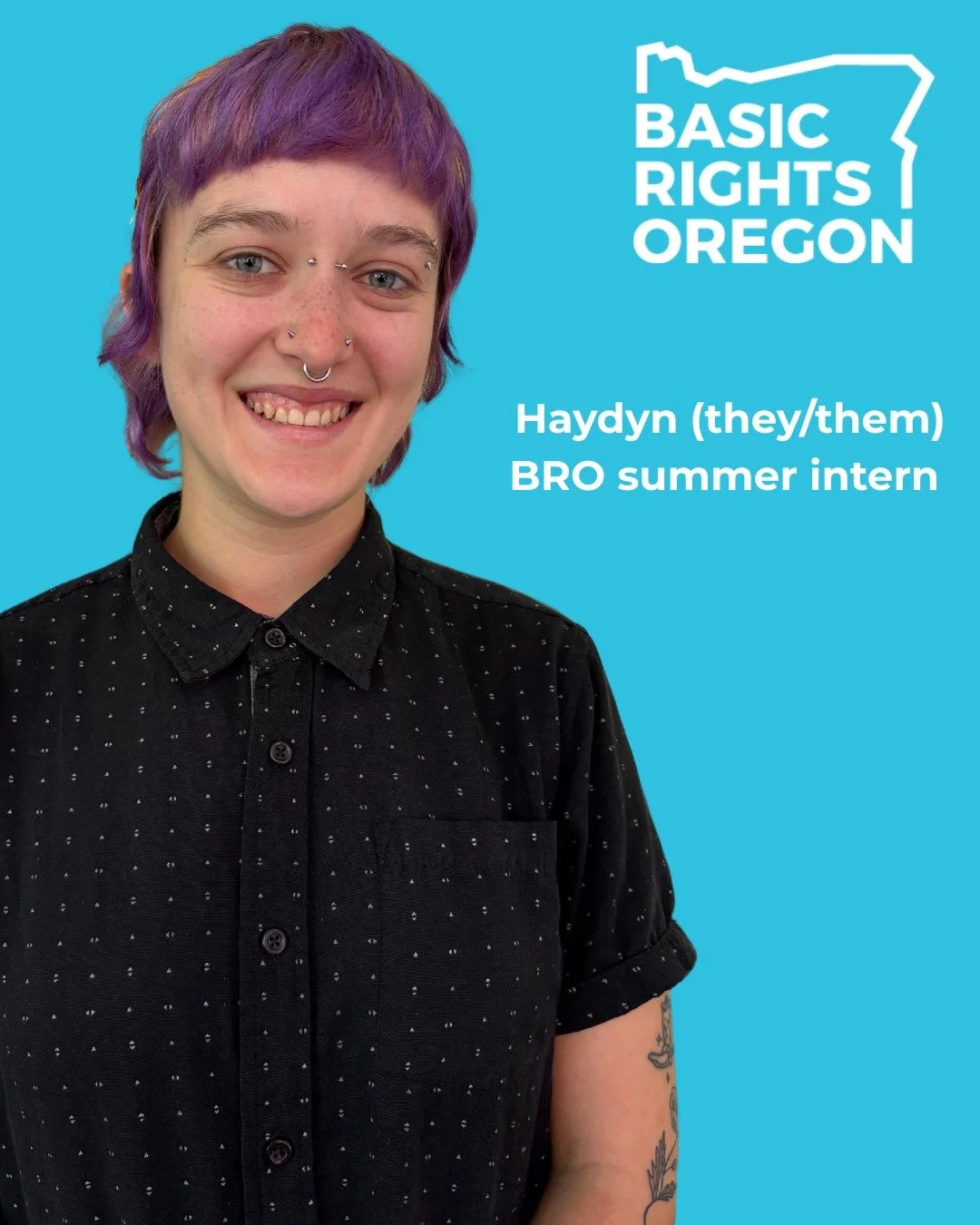 Last week we said goodbye to Haydyn, our summer intern! 

Haydyn came to intern with us for college credit through a partnership with Reed College. For the last few months, they've been an integral part of BRO. Their work has included tabling at Prid