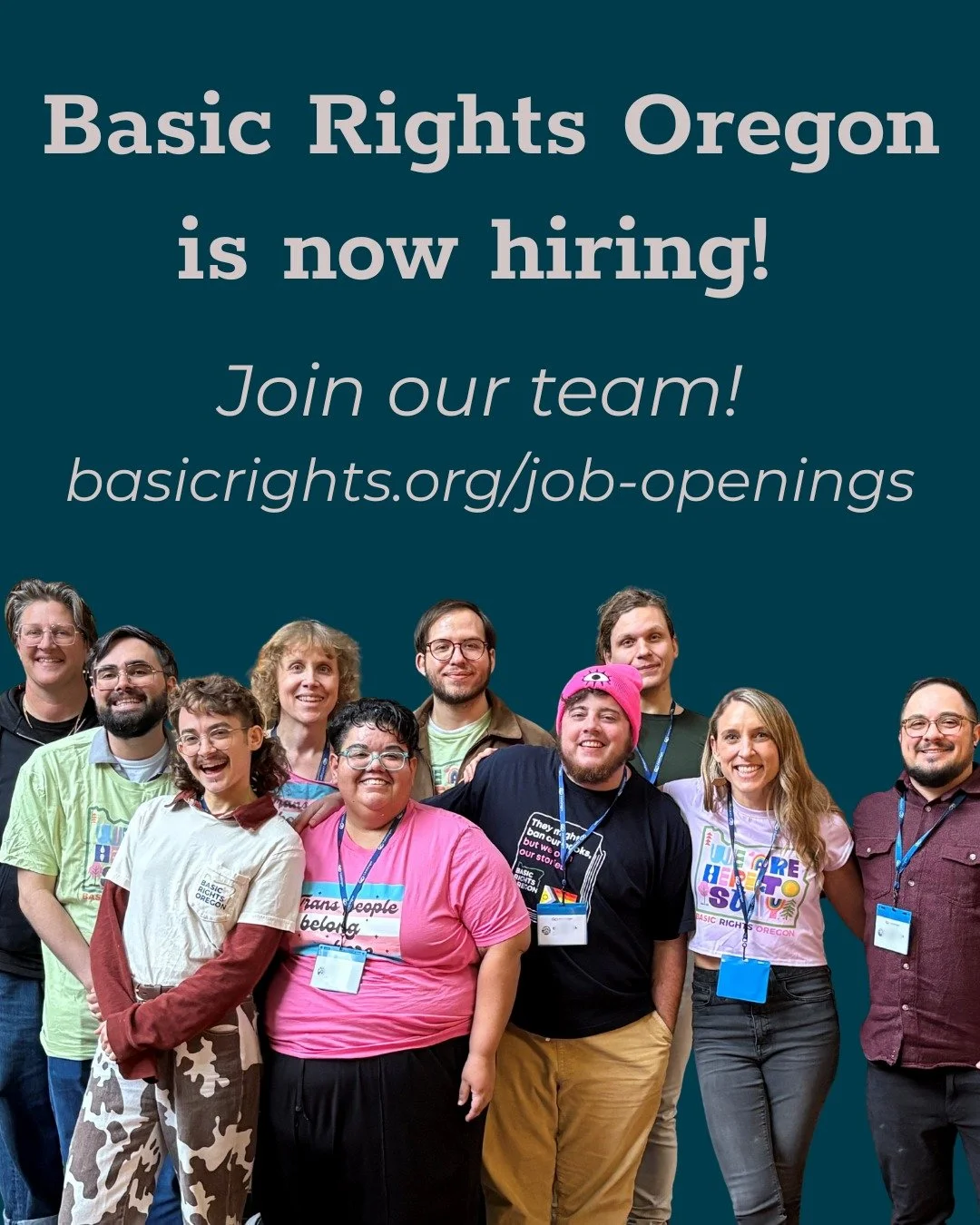 NEW POST WITH UPDATED (HIGHER) SALARY RANGE!

Basic Rights Oregon is now hiring a Digital Communications Organizer! Find the full job description and application at our link in bio, or at basicrights.org/job-openings 🌈

We deleted an earlier version