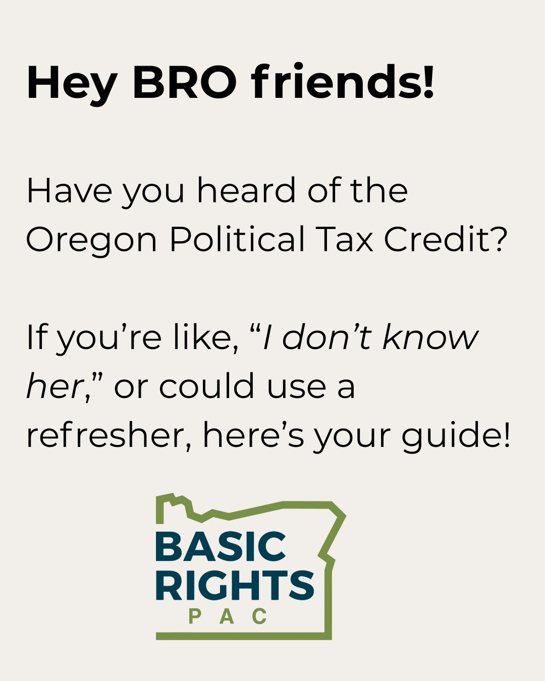 ✨It's the most wonderful time of the year: Time to make sure you use your free $50 political tax credit! Here's a quick guide on how it works, and why you should contribute to the Basic Rights PAC.