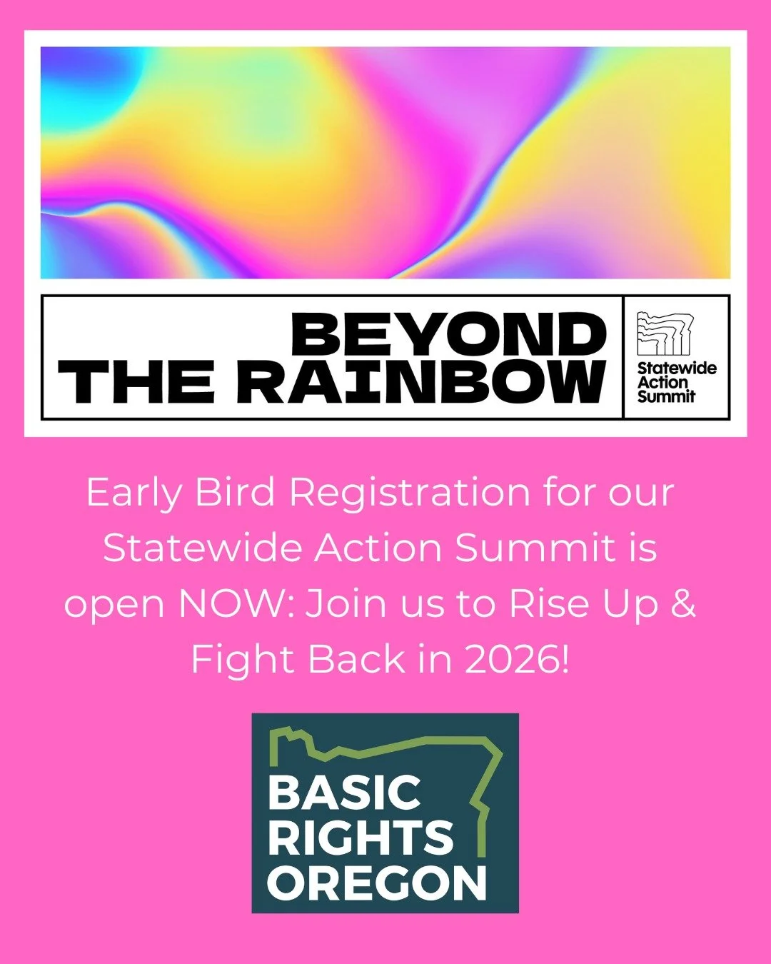 Friends of BRO: You have until February 6th to take advantage of early bird registration for our 7th annual Statewide Action Summit! This year, our annual conference will be TWO days instead of just one! Join us April 10th and 11th in Corvallis, Oreg