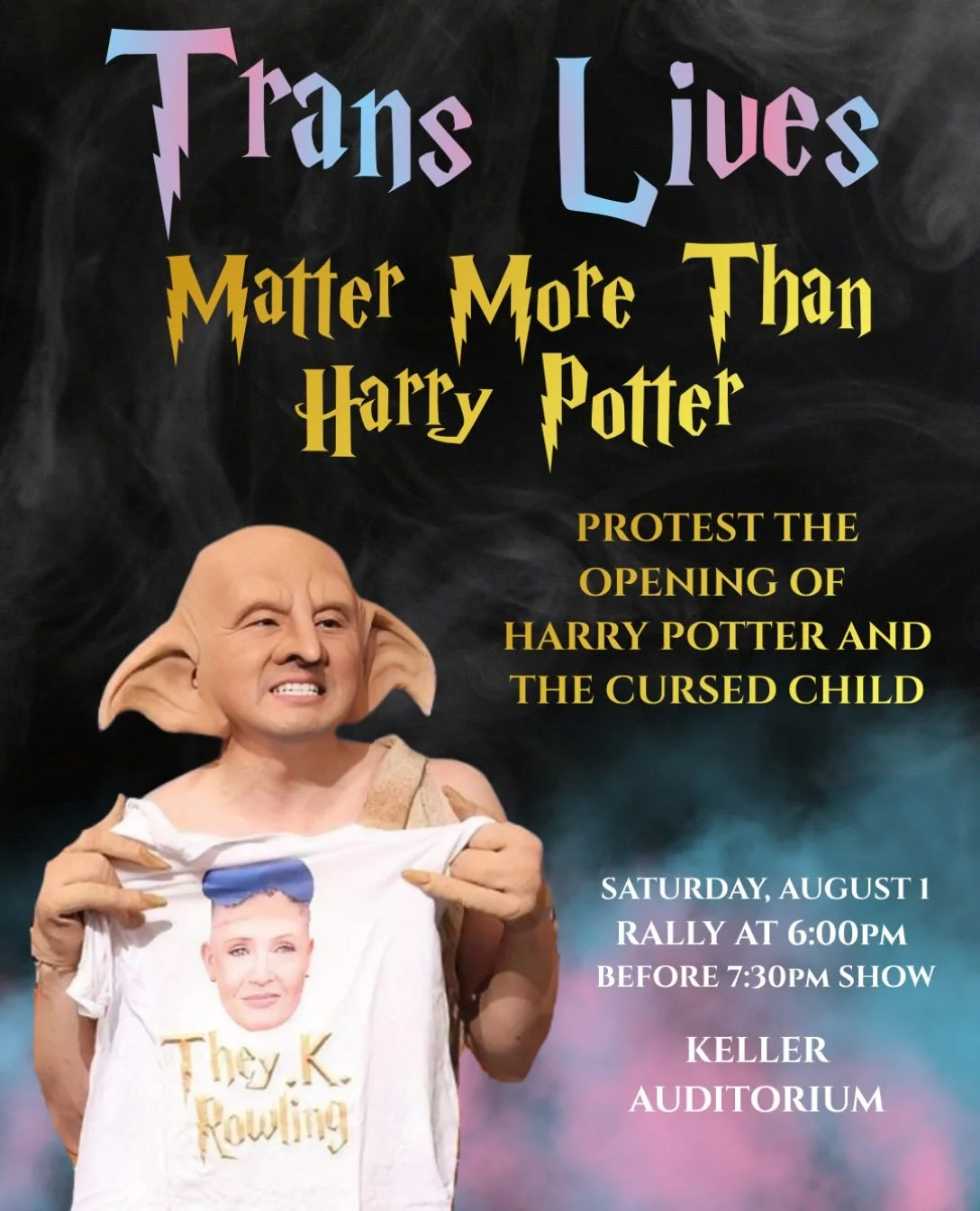 Trans lives are more important than They.K. Rowling&rsquo;s musical 🪄

Let&rsquo;s rally before opening night this Saturday and make it clear Portland doesn&rsquo;t tolerate transphobia in any form. Bring your friends and your funniest signs mocking