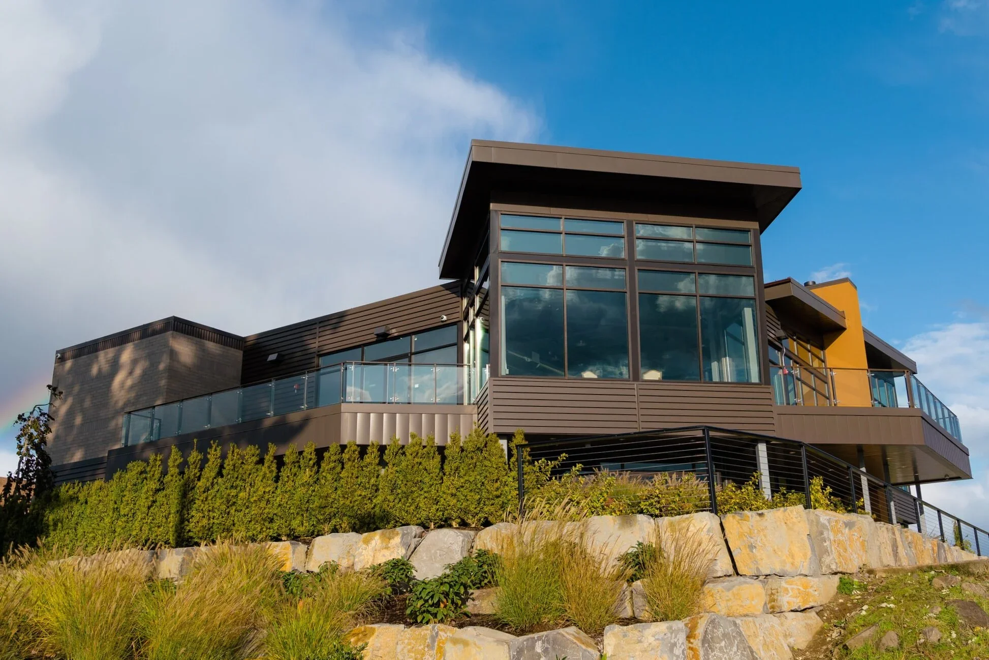 A picture of a modern venue along the columbia river in Washougal, WA.