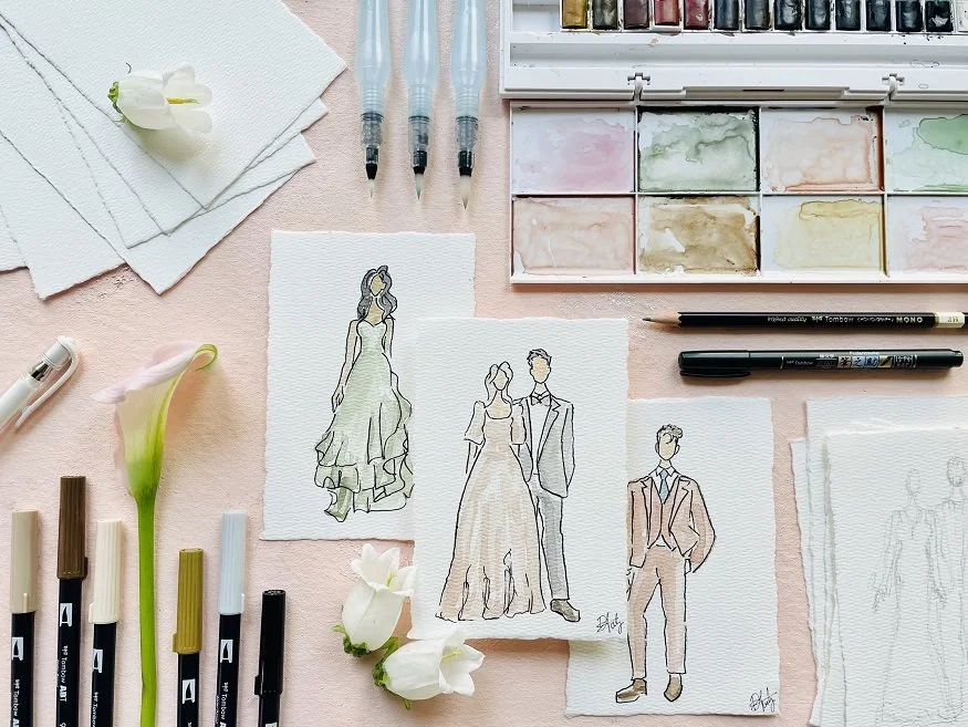Live Watercolor Wedding Guest Portraits: A Unique Keepsake for Your Big ...