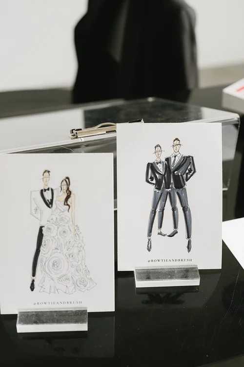 Live watercolor guest portraits by Bowtie and Brush