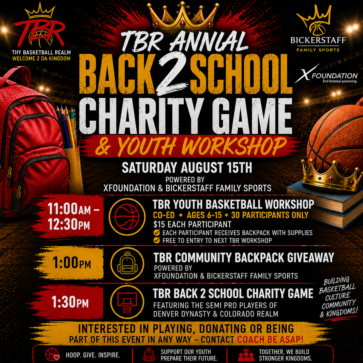 TBR Annual Back 2 School Charity Game & Youth Workshop