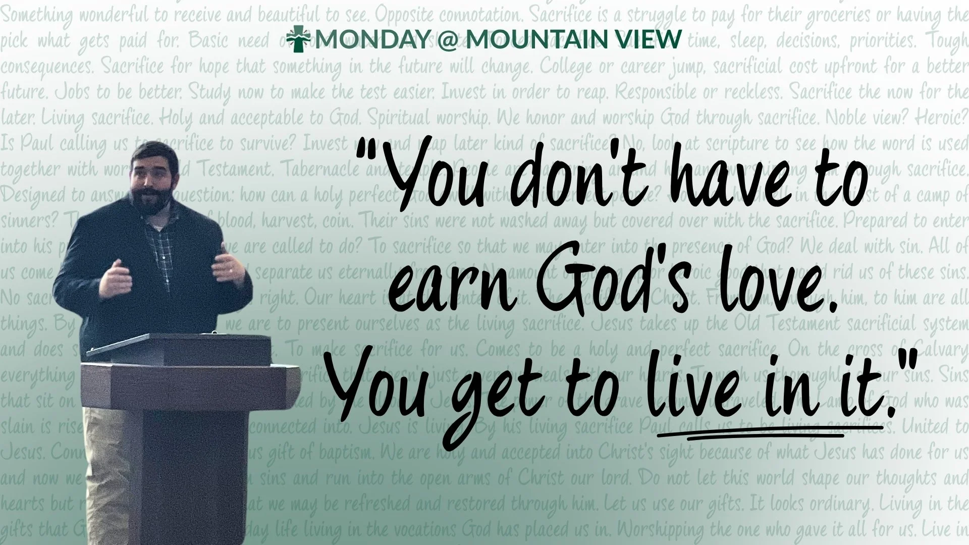 What does it mean to offer our lives as a "living sacrifice"?

It doesn't mean trying to do enough good things to earn God's favor.

It doesn't mean sacrificing enough of ourselves to somehow make ourselves worthy to stand in God's presence
