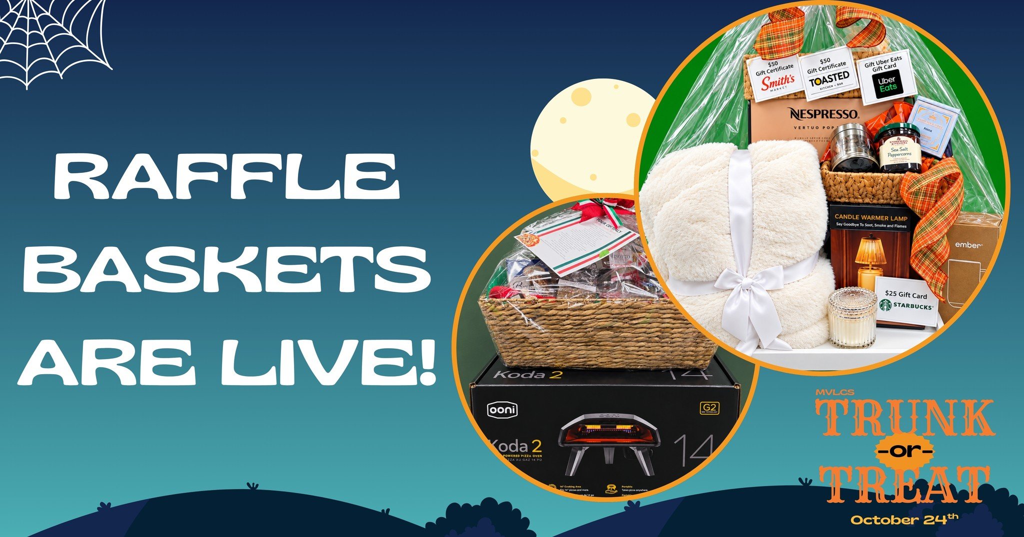Trunk-or-Treat isn't just about candy...there are some seriously GOOD prizes up for grabs!

Breakfast in Bed
Parents&rsquo; Night Out
LEGO fun
A Tour of Italy + an Ooni Pizza Oven
&hellip;and so much more!

The raffle is officially LIVE, and tickets 