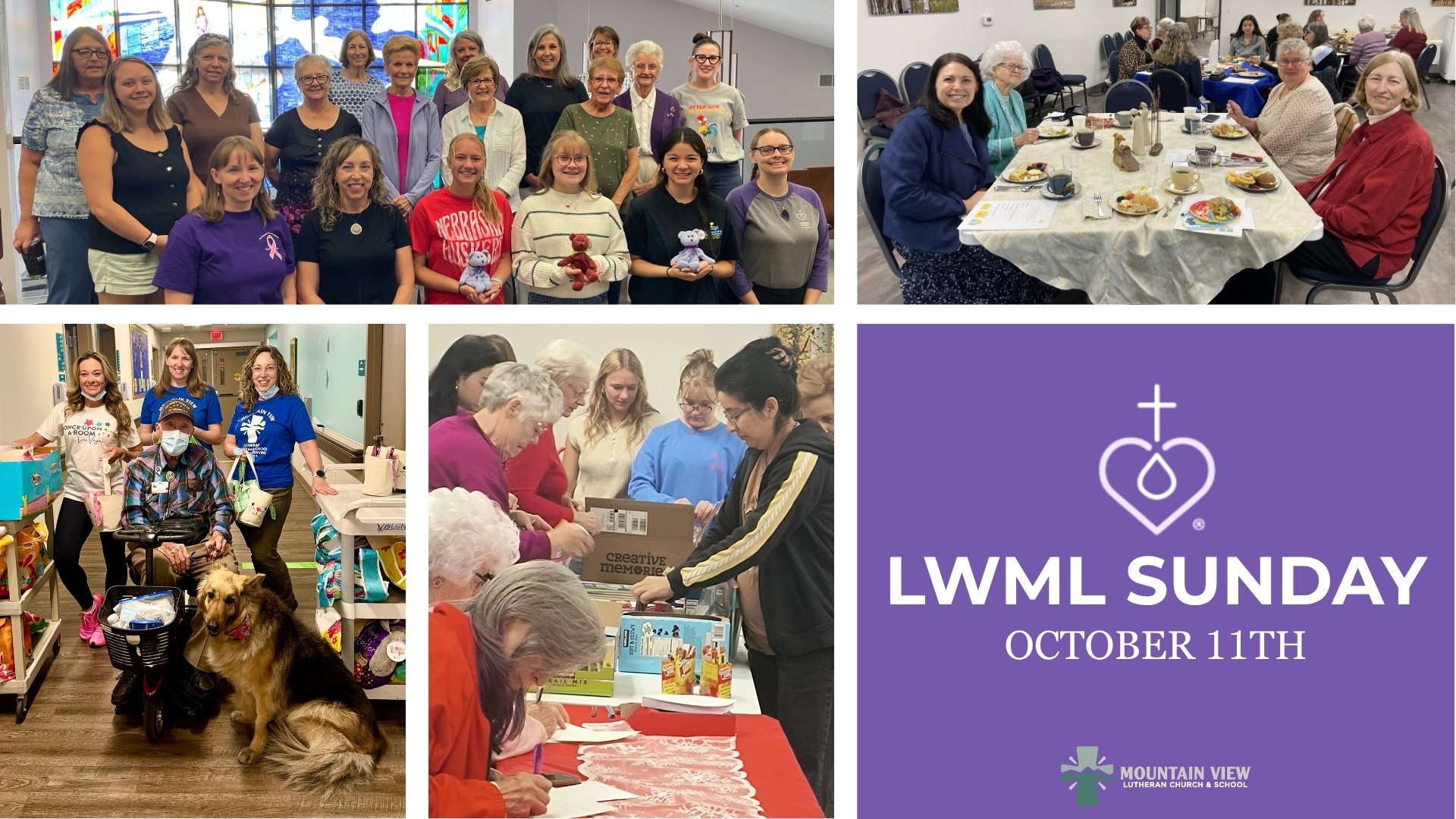 At Mountain View, serving others is one of the ways we live out our faith together.

This Sunday is LWML Sunday, and we&rsquo;re celebrating the women of our Lutheran Women&rsquo;s Missionary League who faithfully serve Christ and support His mission