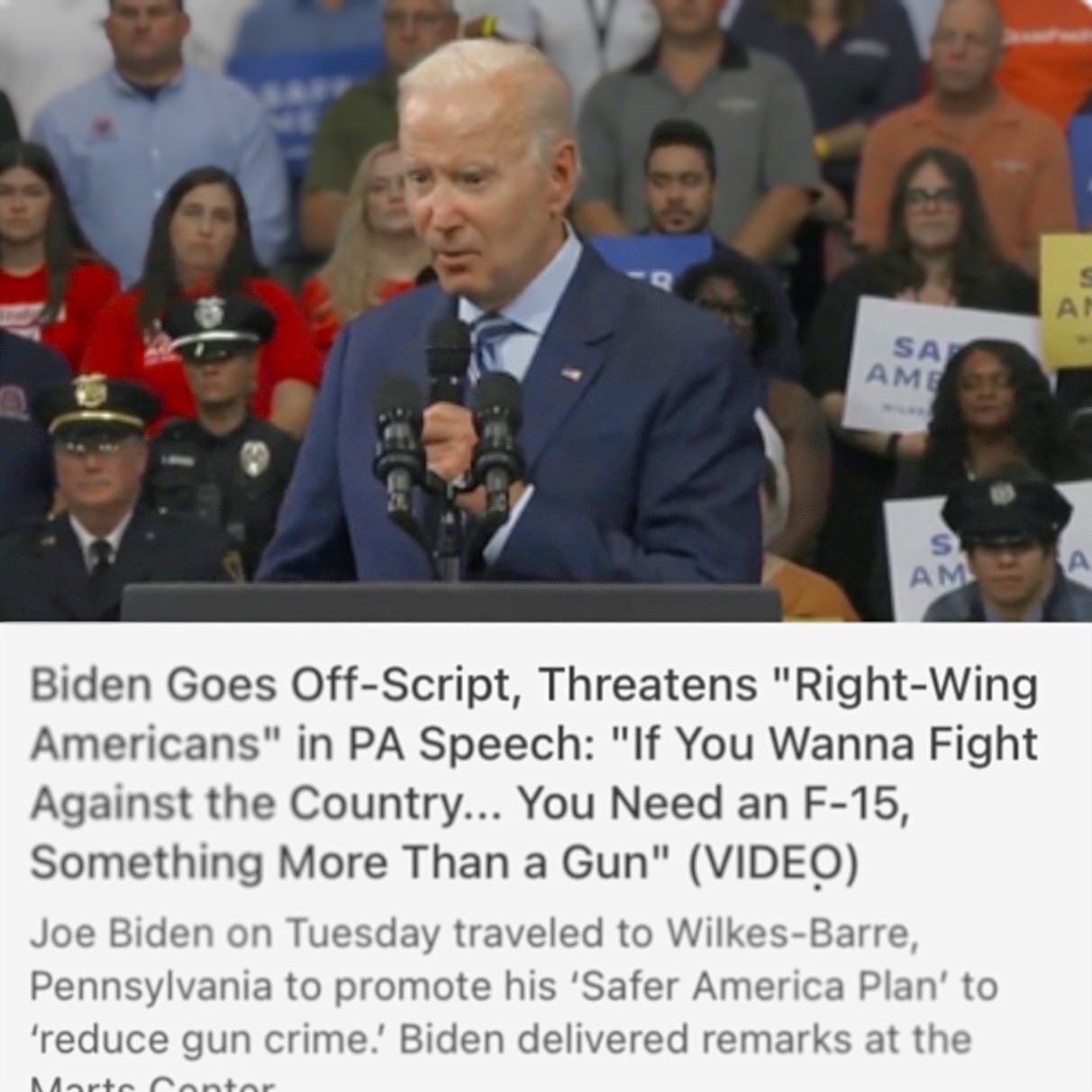 🤯 And it escalates! Casually laughing about destroying half of the voting base of this nation with F-15s is a clear ploy to incite violence. It&rsquo;s too wrong to not be an obvious manipulation tactic. &ldquo;Unifying president&rdquo;. Smh. We see