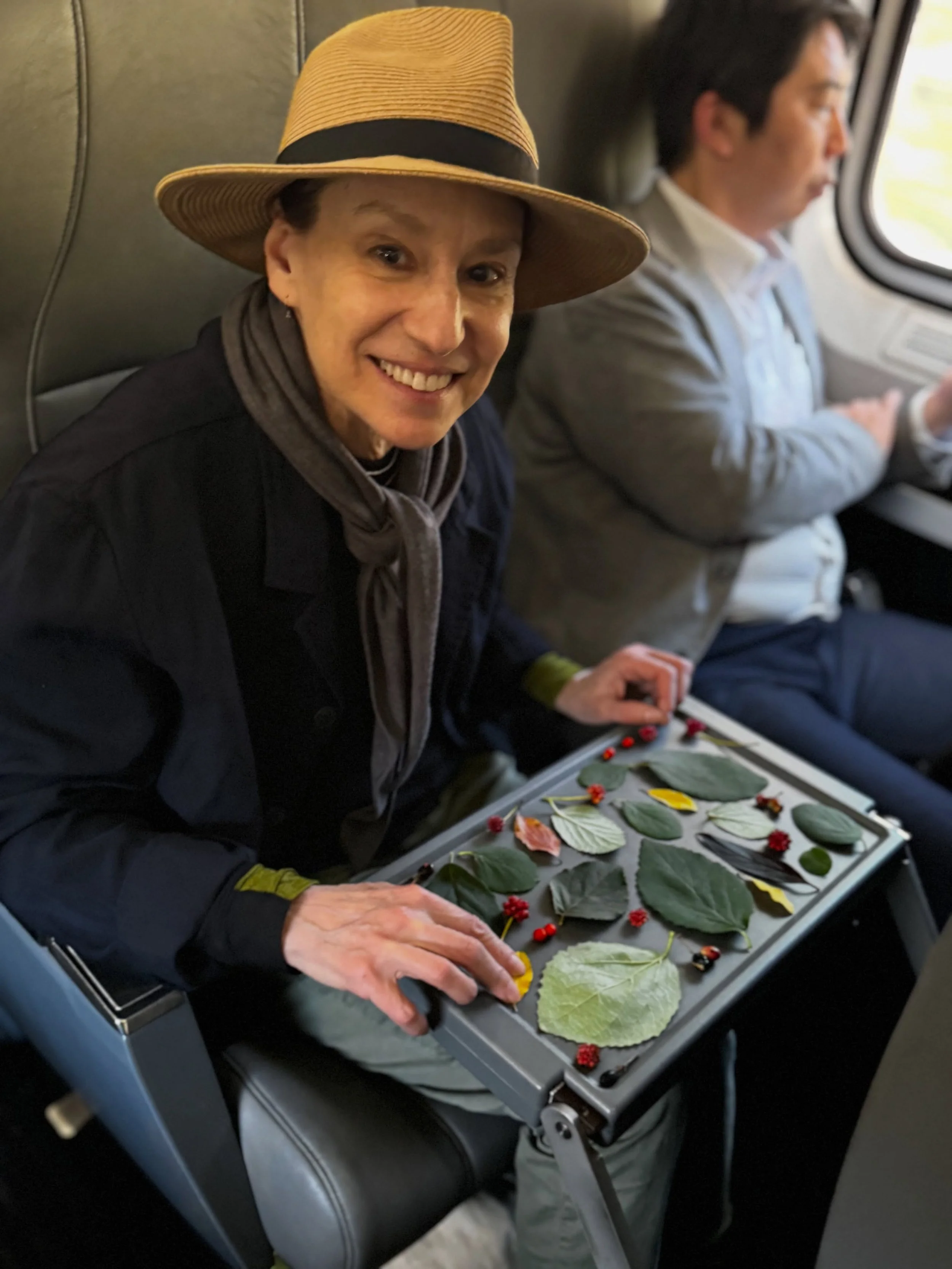 Just hope you never have to sit next to me on a train. Portraits snapped on the journey from NY to Boston by the woman across the aisle and the conductor who insisted I try on his cap. Most of the time, I was wearing my own hat because every time I s