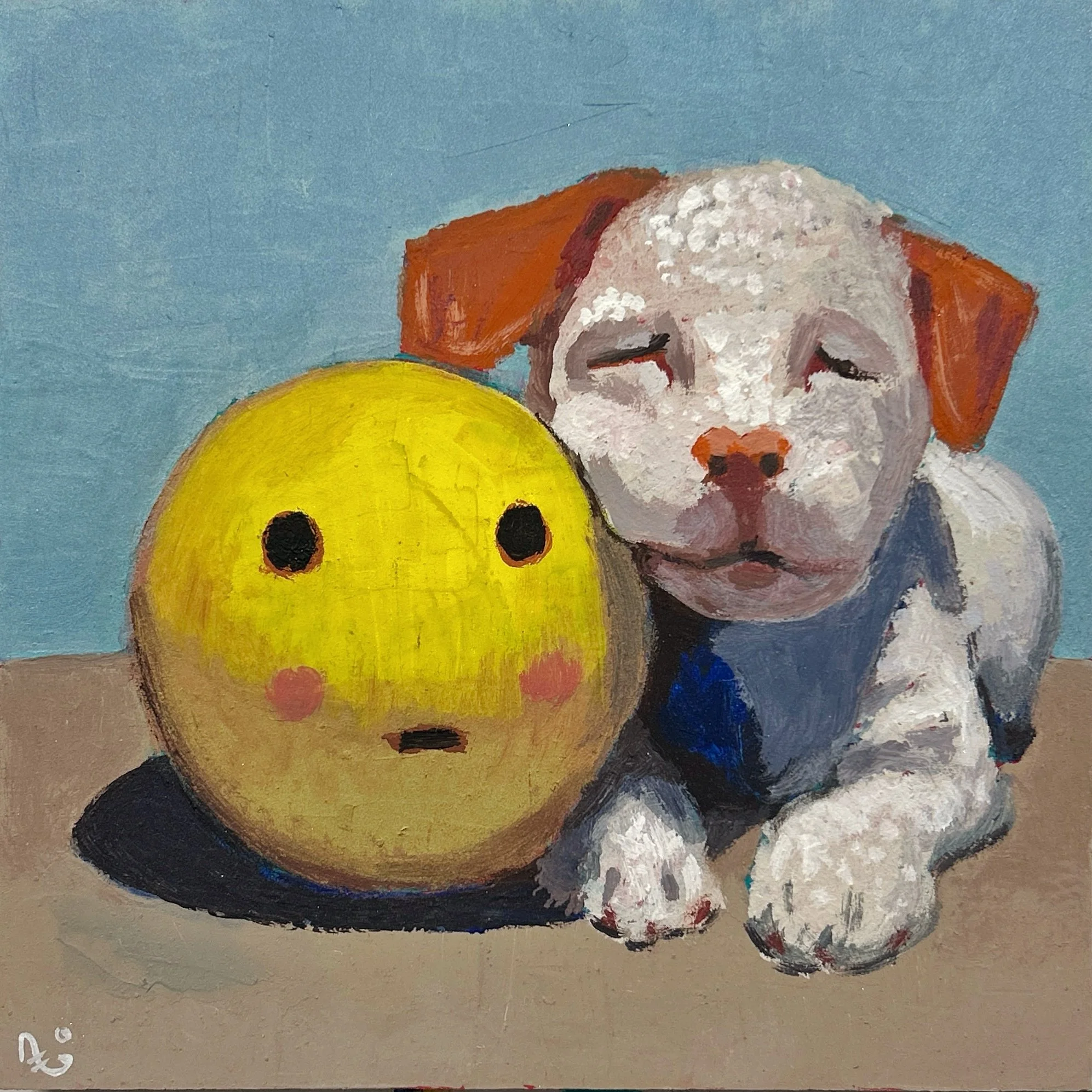 Acrylique sur bois, 12 po x 12 po : « Le Mal Aimé »
Il y a des gens qu’on aime tout de suite.
Et d’autres… qui ont besoin de temps avant de croire qu’ils méritent ça.
Quand j’ai peint ce chien, j’avais quelqu’un bien précis en tête : ces êtres lumine