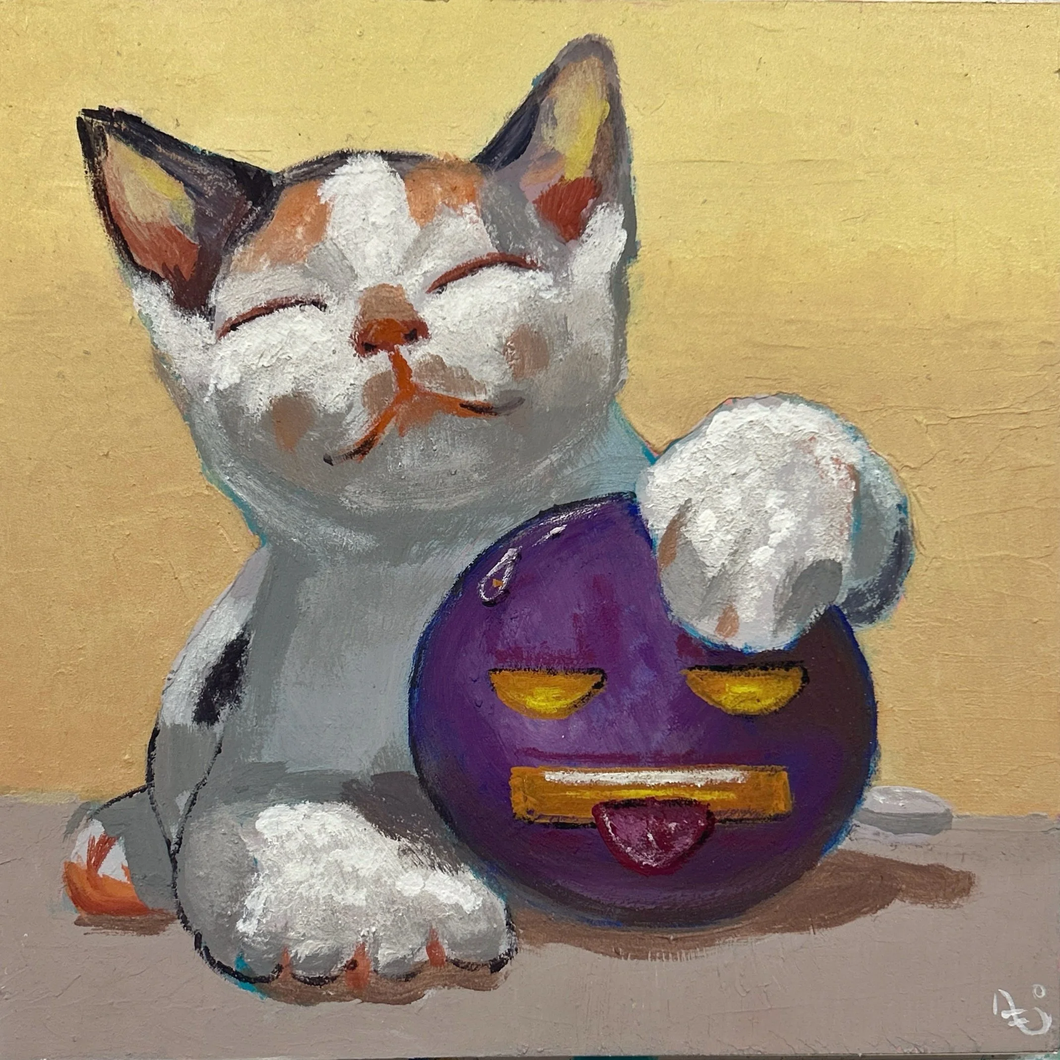 « Canicule », 12 po x 12 po, acrylique sur bois.
Pendant que je le peignais, je pensais à toutes ces journées où la chaleur nous étouffe un peu — pas seulement celle du soleil, mais celle du quotidien, de ce qui pèse trop fort. J’ai laissé le mica or