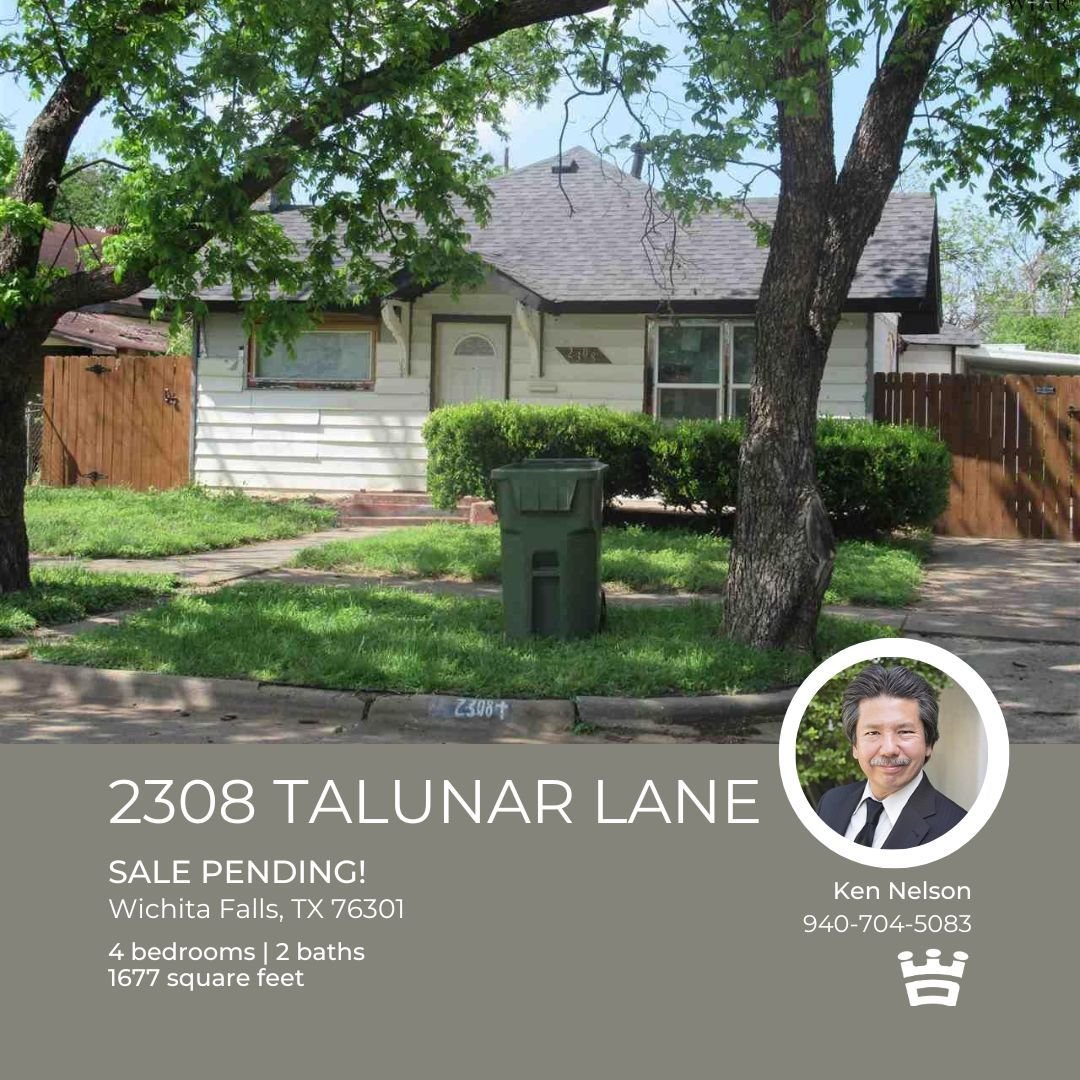 🏡 SALE PENDING 🏡 Don't miss out on this incredible opportunity! Located at 2308 Talunar Wichita Falls, TX, this beautiful home is now under contract. Stay tuned for more listings and be sure to reach out for all your real estate needs.

 #SalePendi