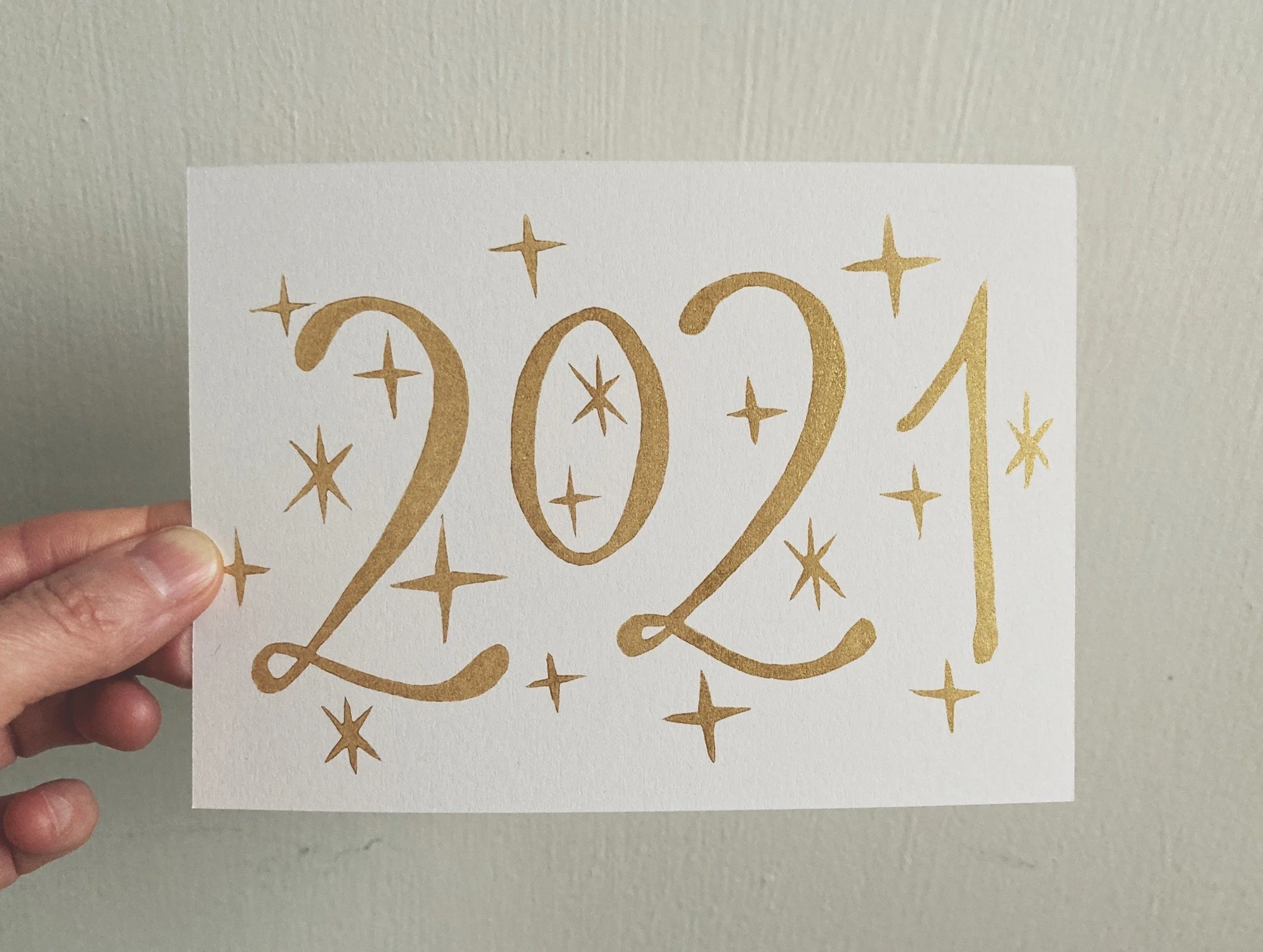 New Years Block Print Card