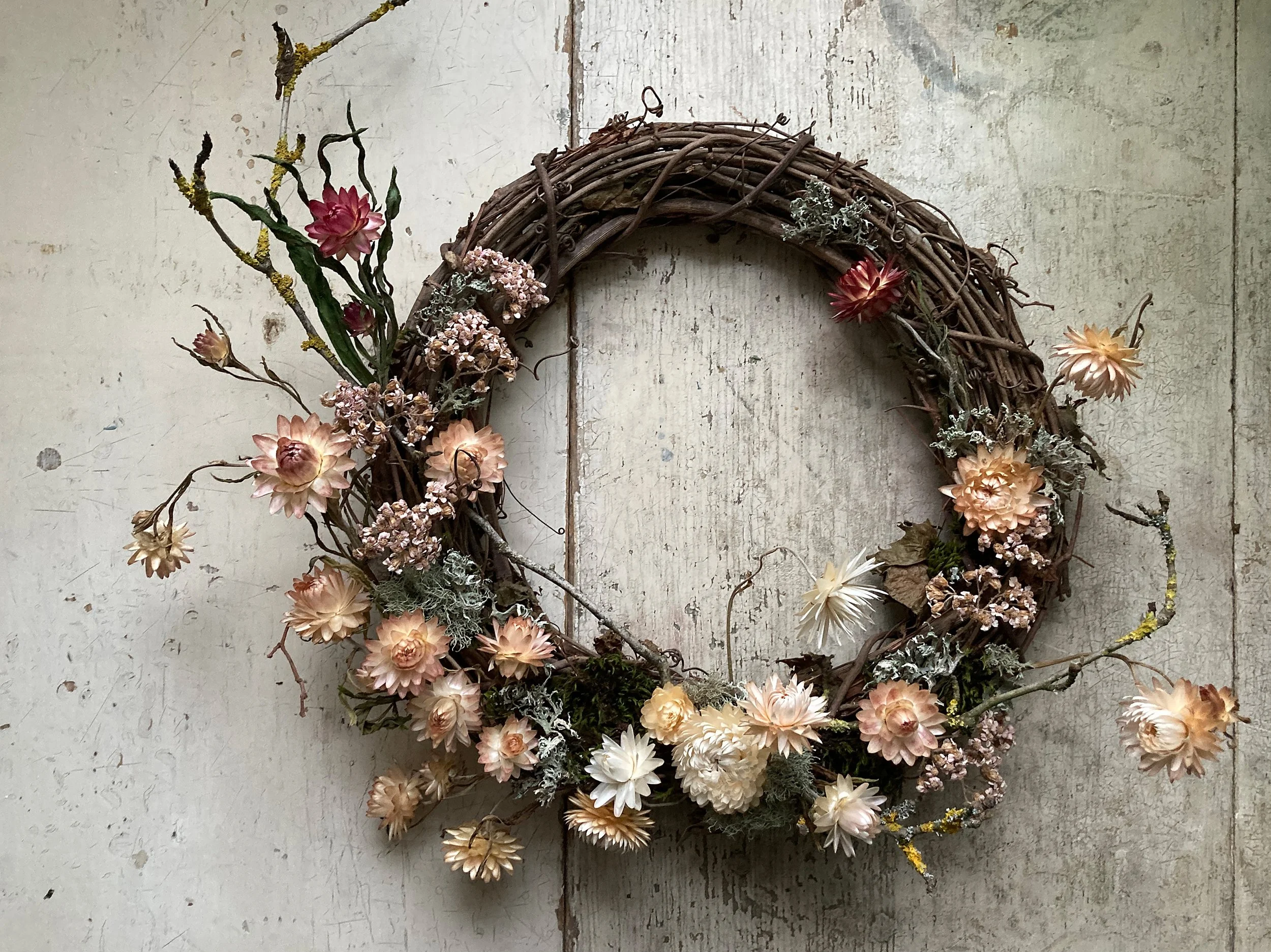 Strawflower & Twigs (Store-bought Wreath)