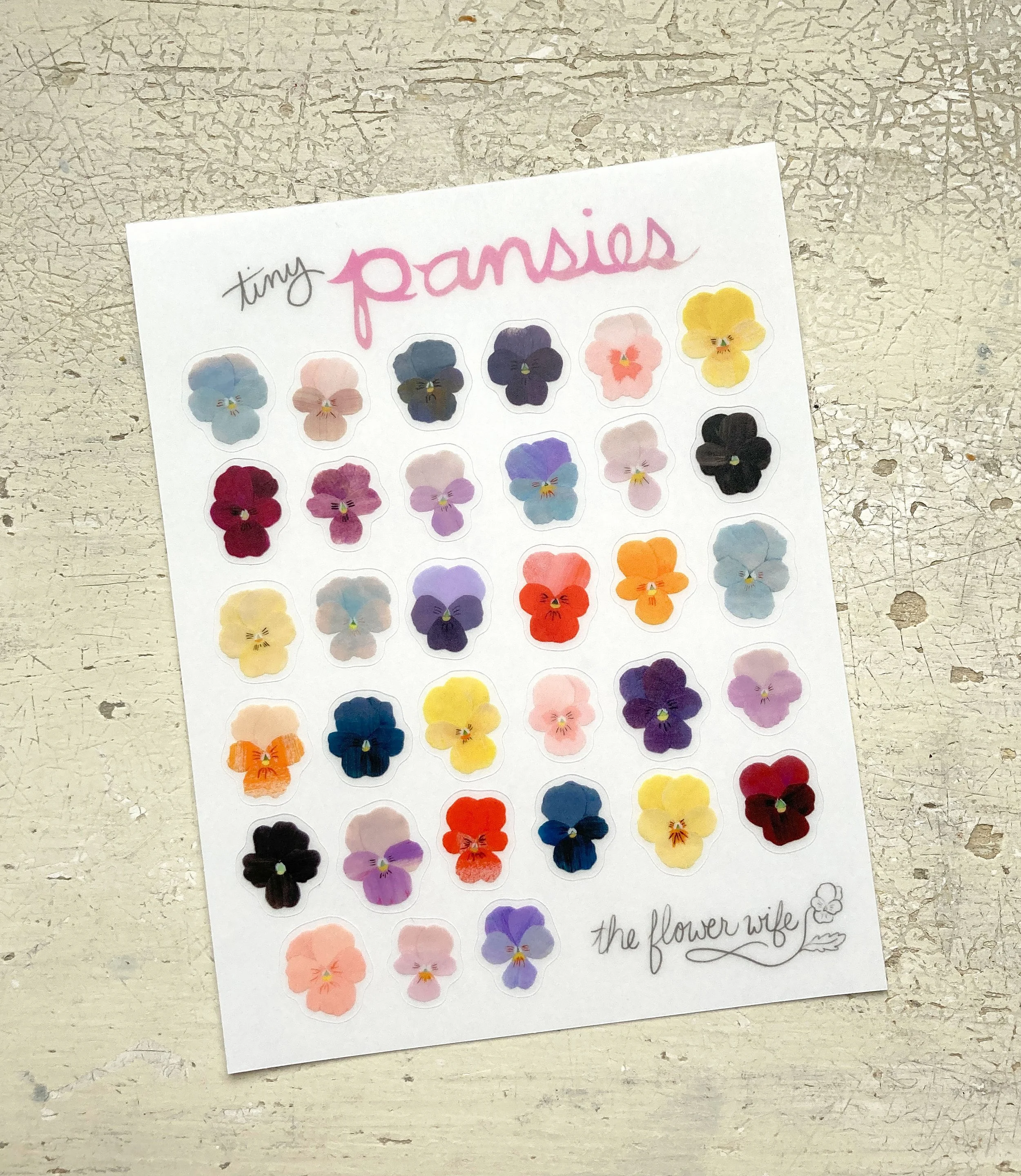 Tiny Pansies Collaged Stick Sheet