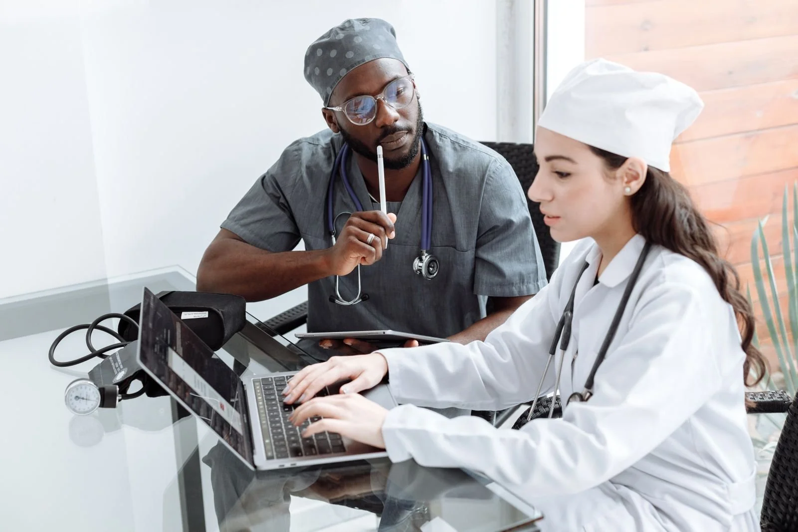 Caregiver supporting a senior patient