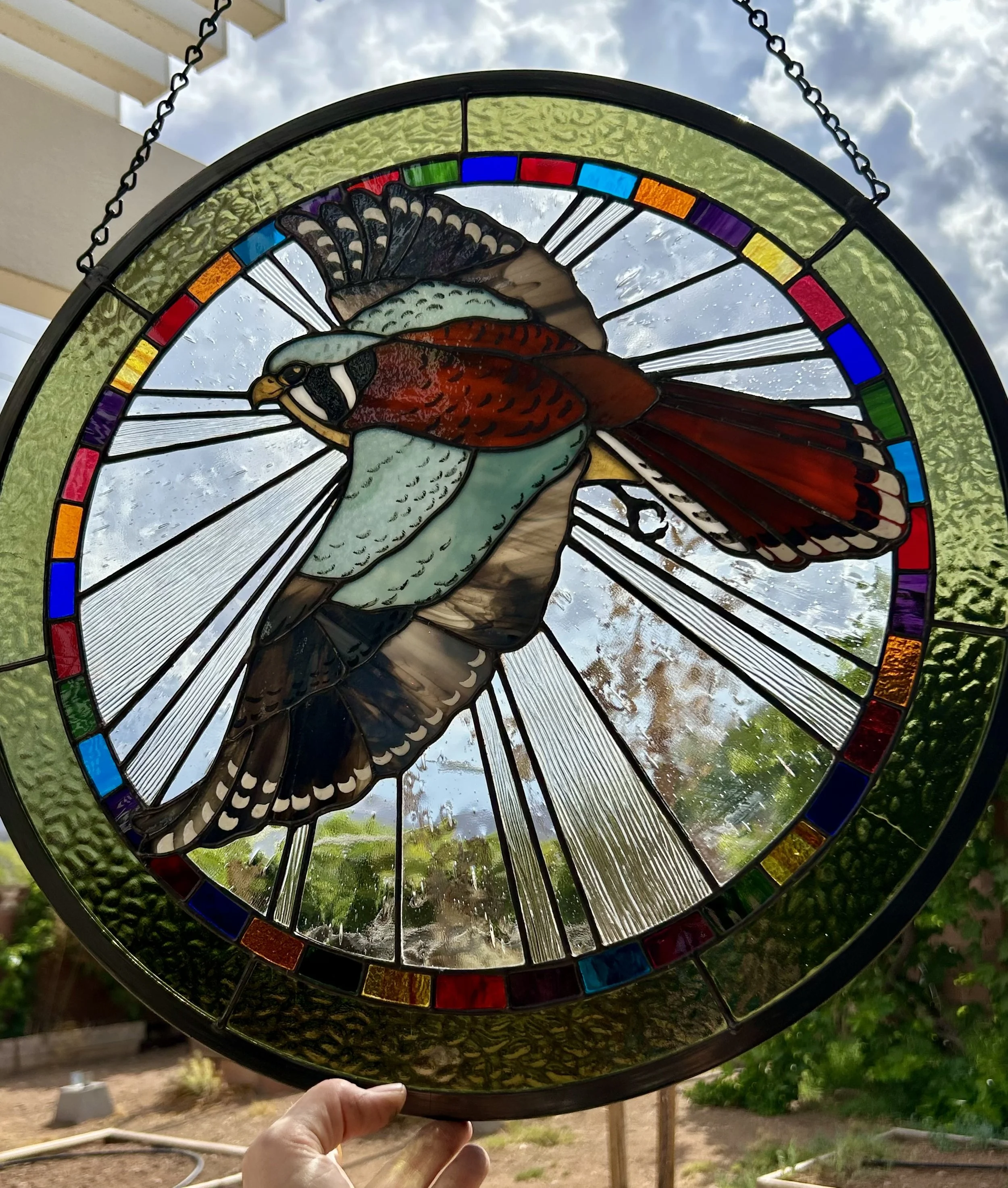 Kestrel in Flight  20" round copper foil