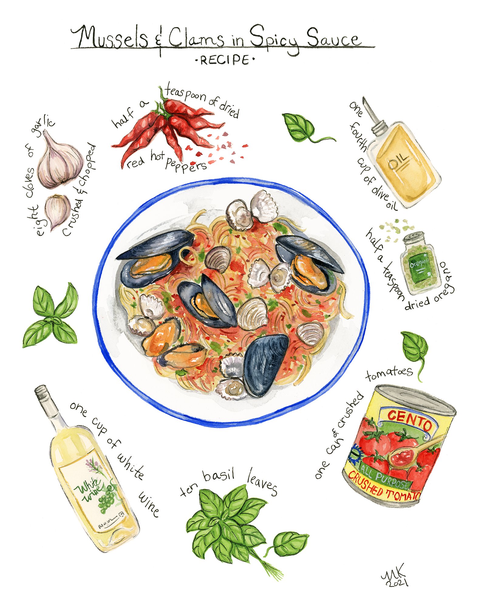 Mussels and Clams Pasta Recipe Art