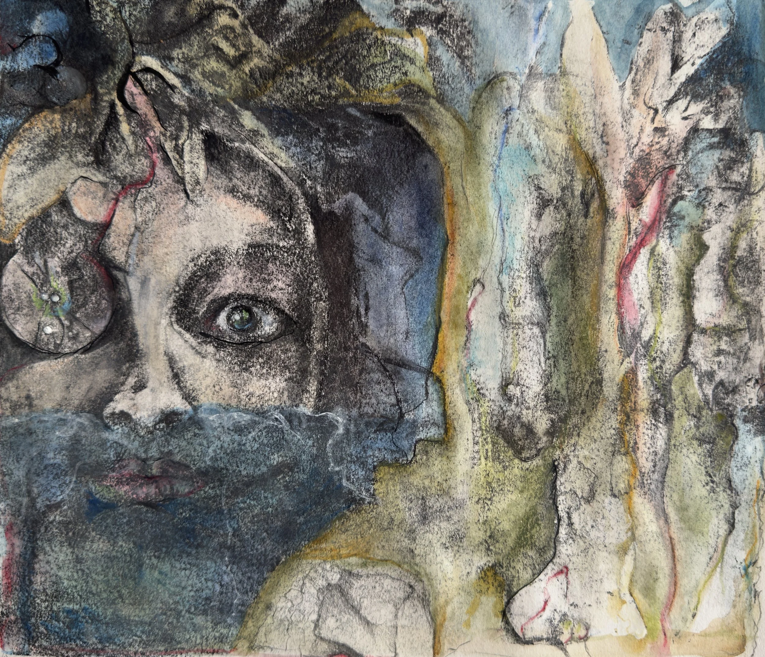 Ellen Noone Flocco |
Gaia Sophia |
Monoprint transfer of original Drawing, Watercolor, Graphite |
325.00